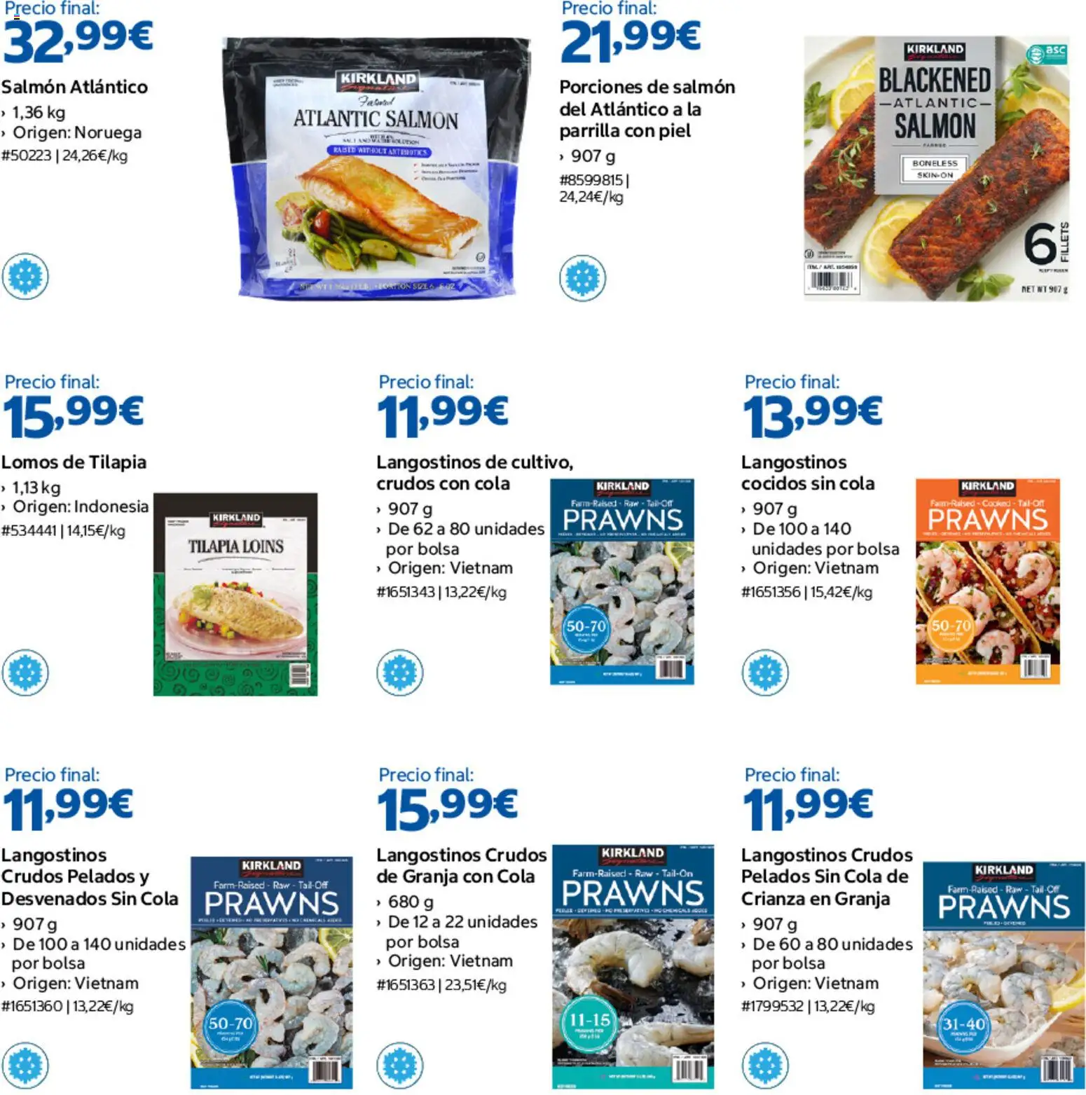 Costco Kirkland │ válido desde el 07/08/2026 | Página: 5 | Productos: Salmón, Bolsa, Parrilla, Langostinos