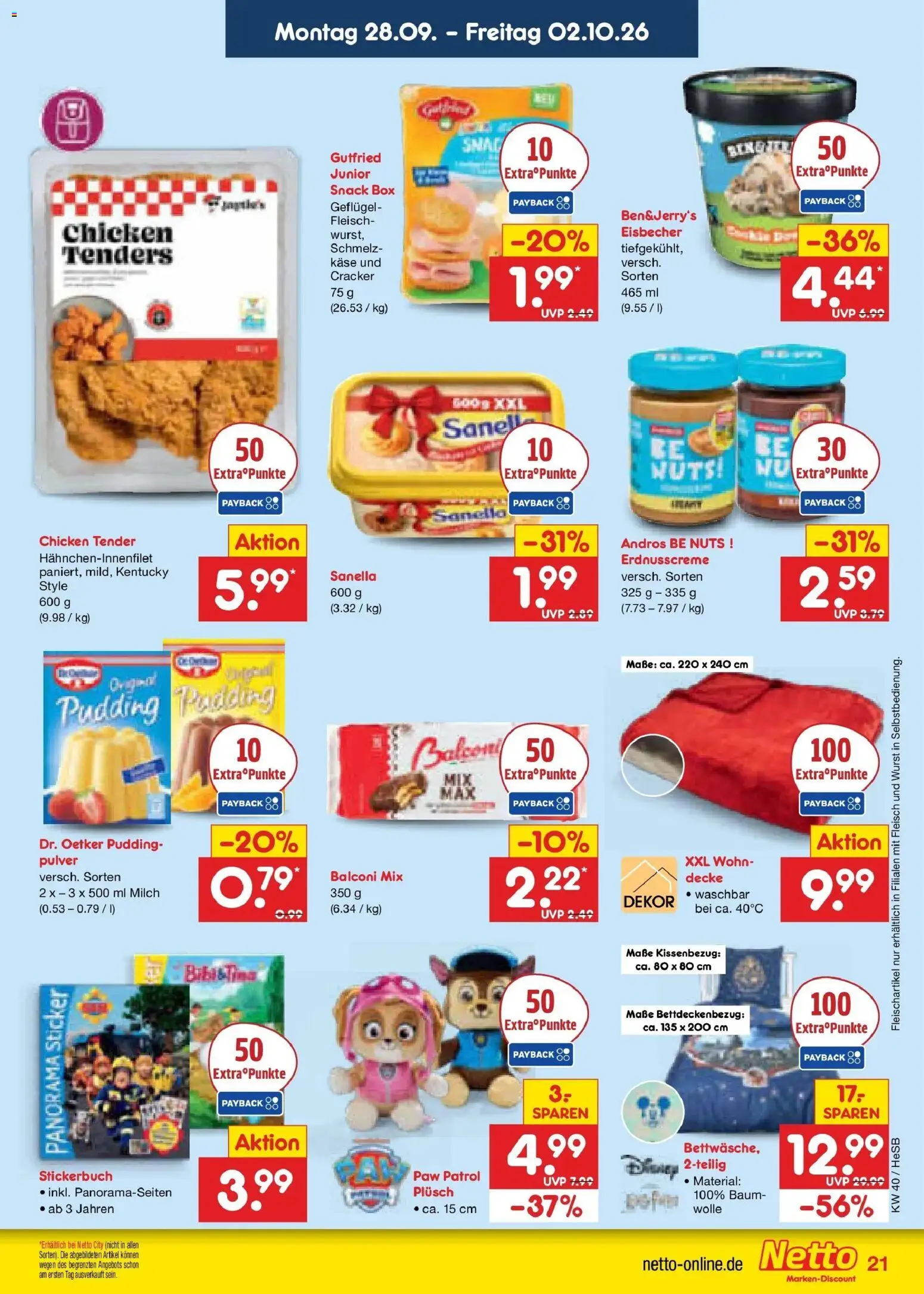 Netto Marken-Discount Prospekt Hamburg – gültig ab 28.09.2026 | Seite: 29 | Produkte: Milch, Käse, Pudding, Fleisch