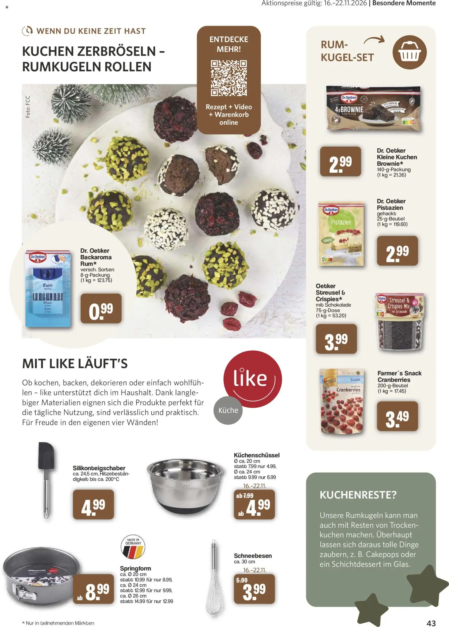 Famila Nordwest myTime November 2026 – gültig ab 26.10.2026 | Seite: 43 | Produkte: Rum, Rumkugeln, Kuchen, Video