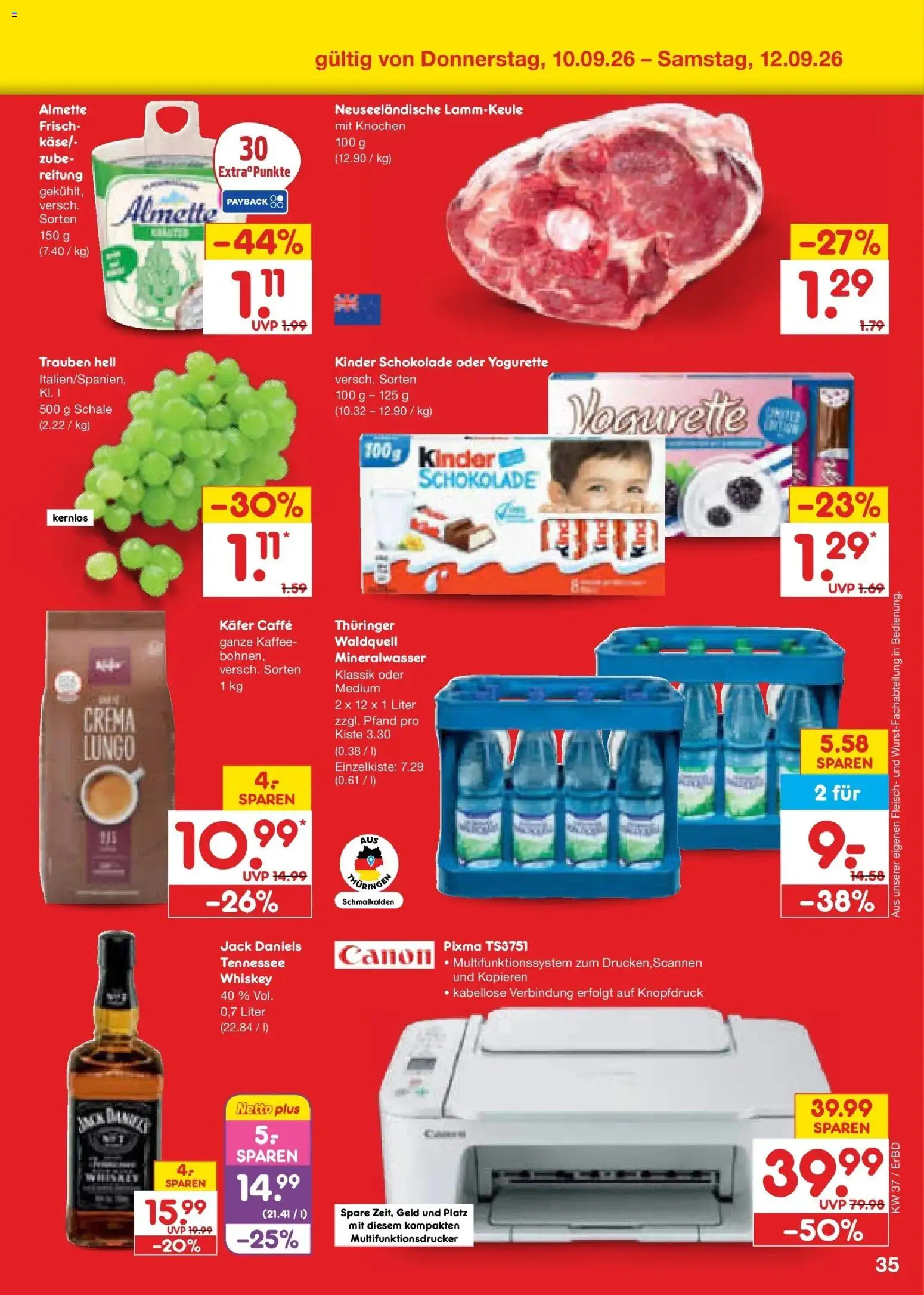 Netto Marken-Discount Prospekt Weimar – gültig ab 07.09.2026 | Seite: 51 | Produkte: Kinder schokolade, Almette, Kaffee, Fleisch