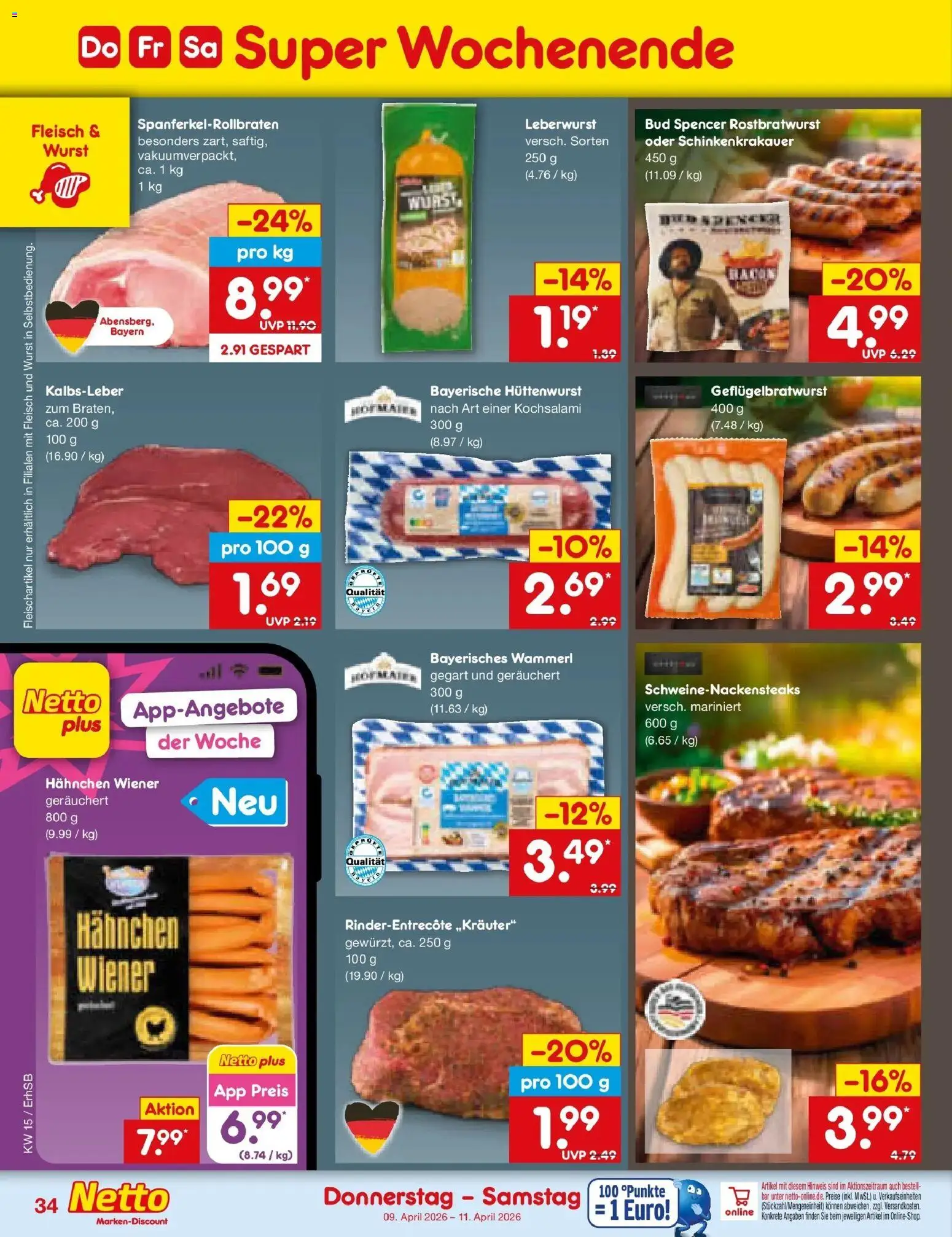 Netto Marken-Discount Prospekt München	 – gültig ab 07.04.2026 | Seite: 50 | Produkte: Hahnchen, Kalbsleber, Wurst, Fleisch