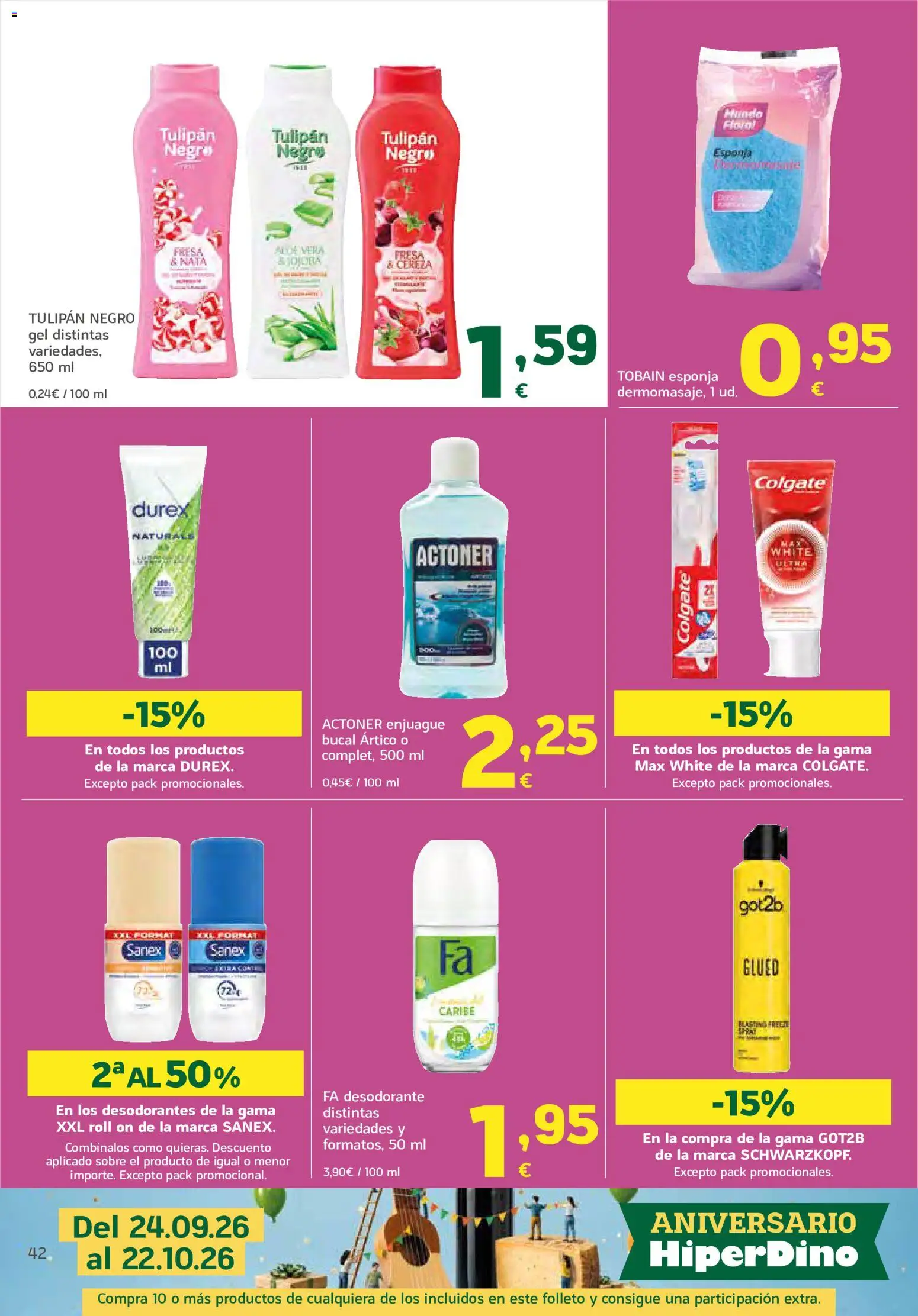 HiperDino folleto │ válido desde el 24/09/2026 | Página: 42 | Productos: Esponja, Desodorante, Nata, Aloe Vera