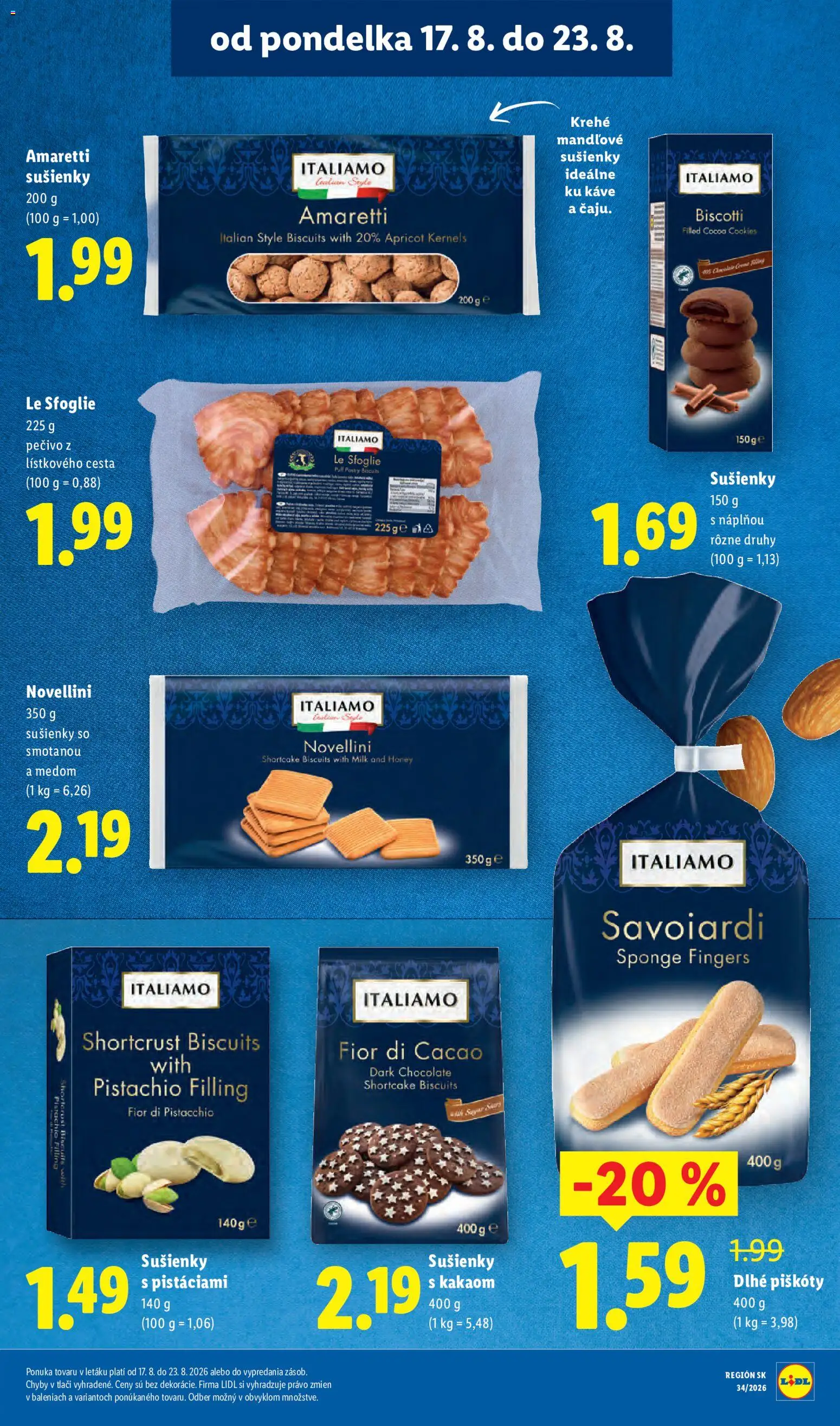 Nové Lidl akcie – leták je platný od 17.08.2026 | Strana: 33 | Produkty: Piškóty, Sušienky, Pečivo