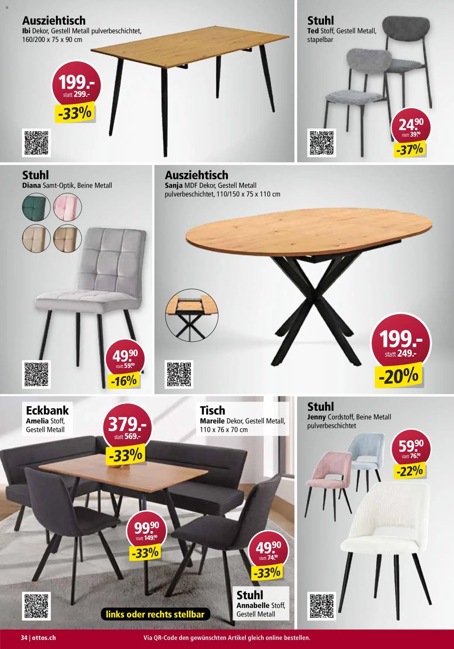Otto's Aktionen Möbelflyer – gültig ab 01.09.2026 | Seite: 34 | Produkte: Tisch, Eckbank, Stuhl