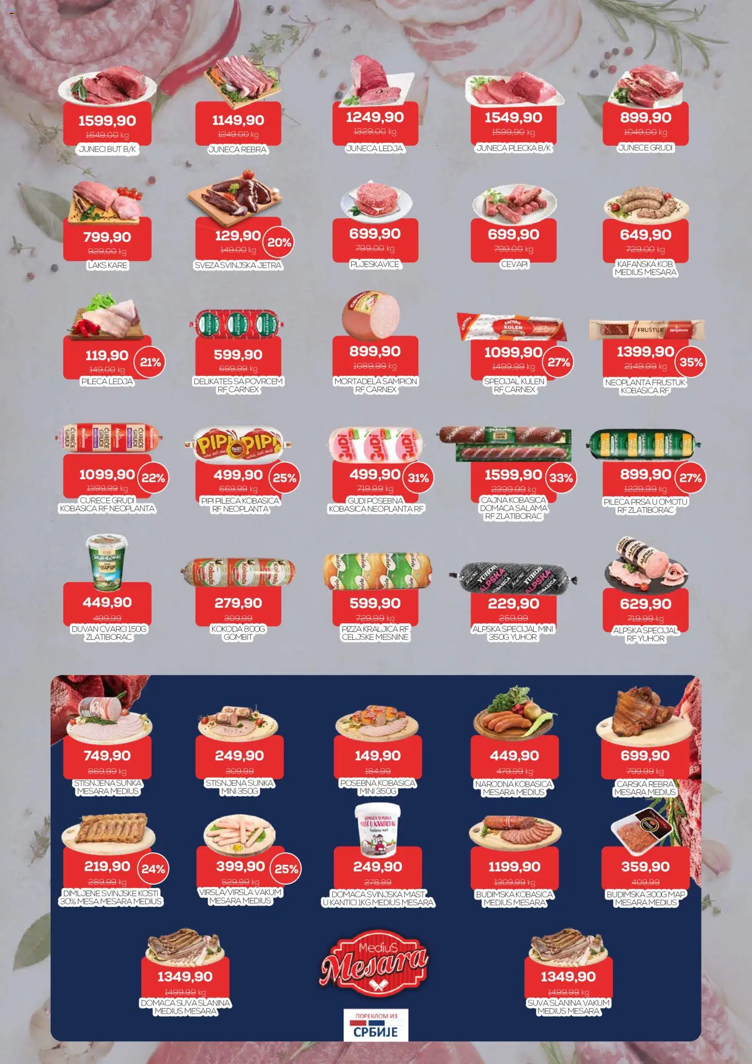Medius katalog - važi od 08.09.2026 | Strana: 2 | Proizvode: Suva slanina, Šunka, Slanina, Kobasica