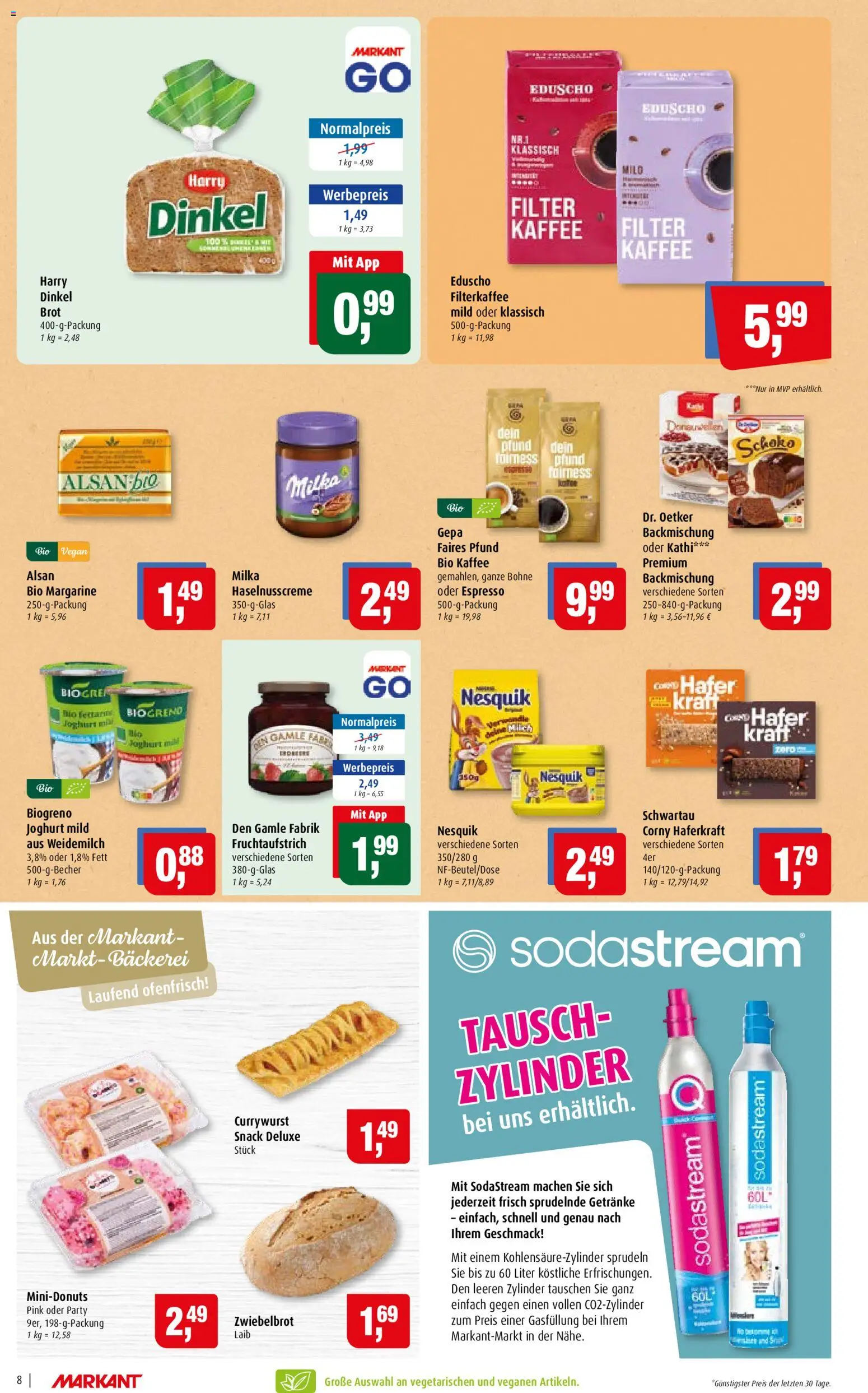 Markant Prospekt – gültig ab 19.10.2026 | Seite: 8 | Produkte: Margarine, Nesquik, Milch, Kaffee