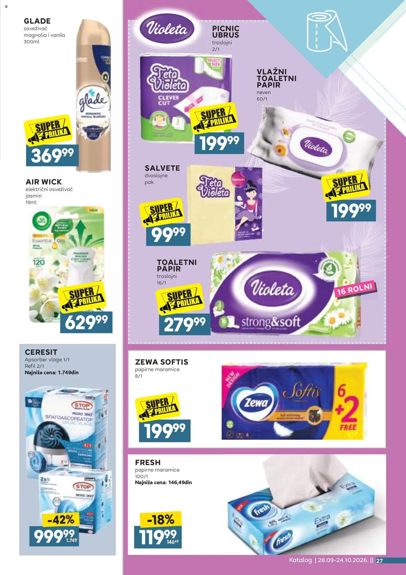 Roda katalog - važi od 28.09.2026 | Strana: 59 | Proizvode: Maramice, Papirne maramice, Air wick, Vanila