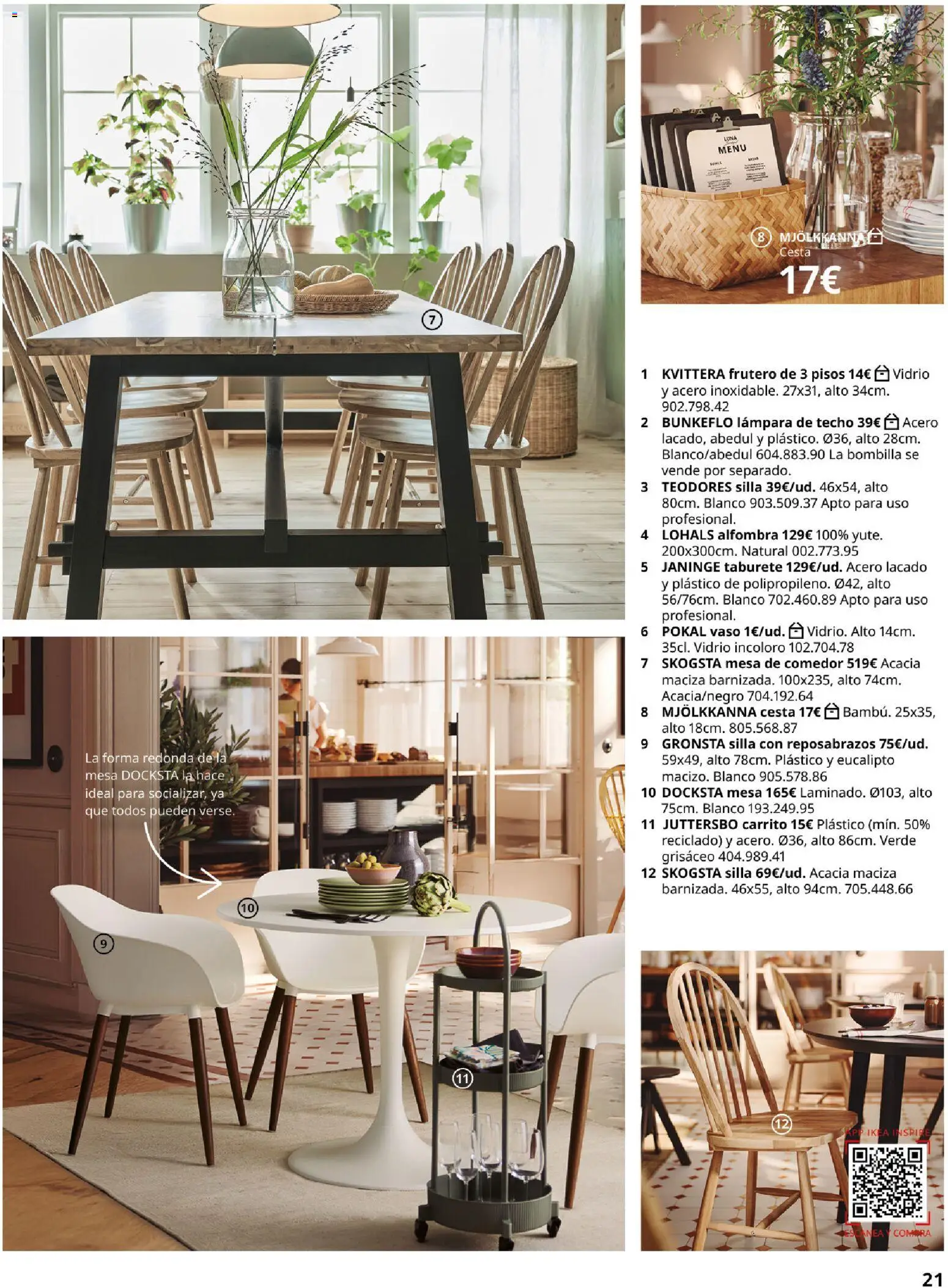 Catálogo IKEA para tu negocio │ válido desde el 01.02.2026 | Página: 21 | Productos: Taburete, Lámpara de techo, Mesa, Cesta