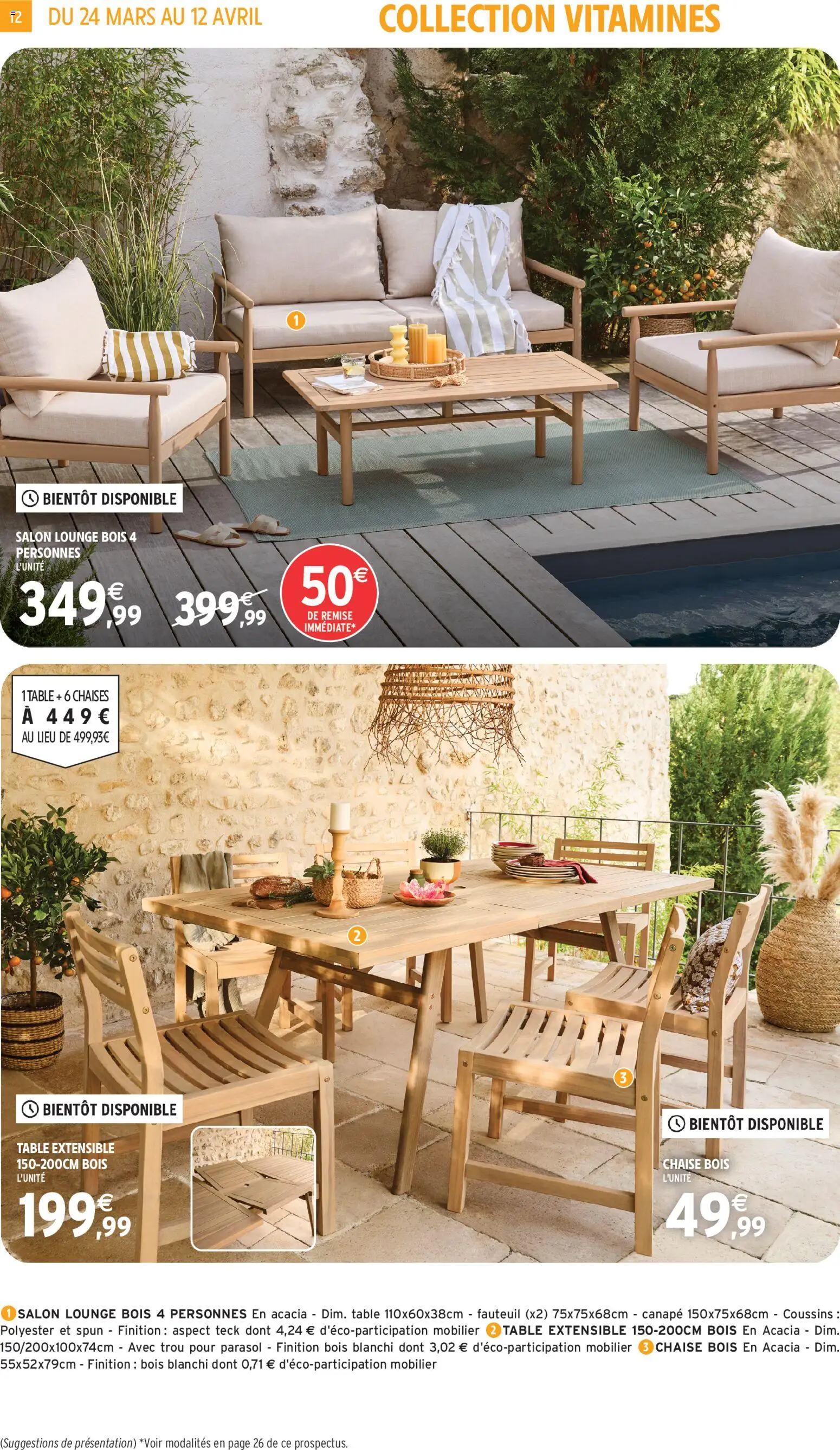 {H1} | Page: 12 | Produits: Fauteuil, Table, Chaise, Parasol
