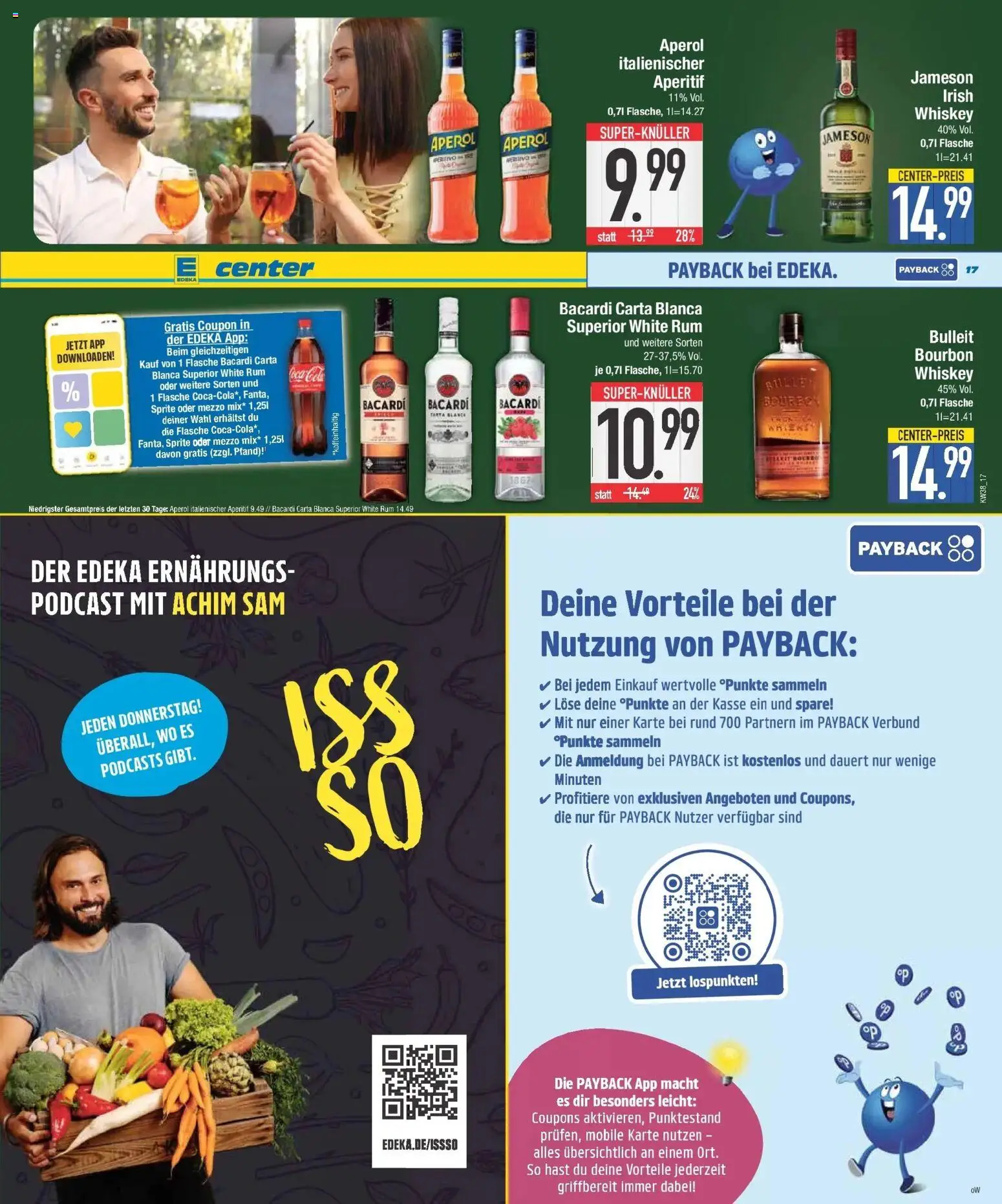 E center Prospekt Straubing (ab 14.09.2026) zum Blättern | Seite: 17 | Produkte: Bacardi, Rum, Jameson, Aperol