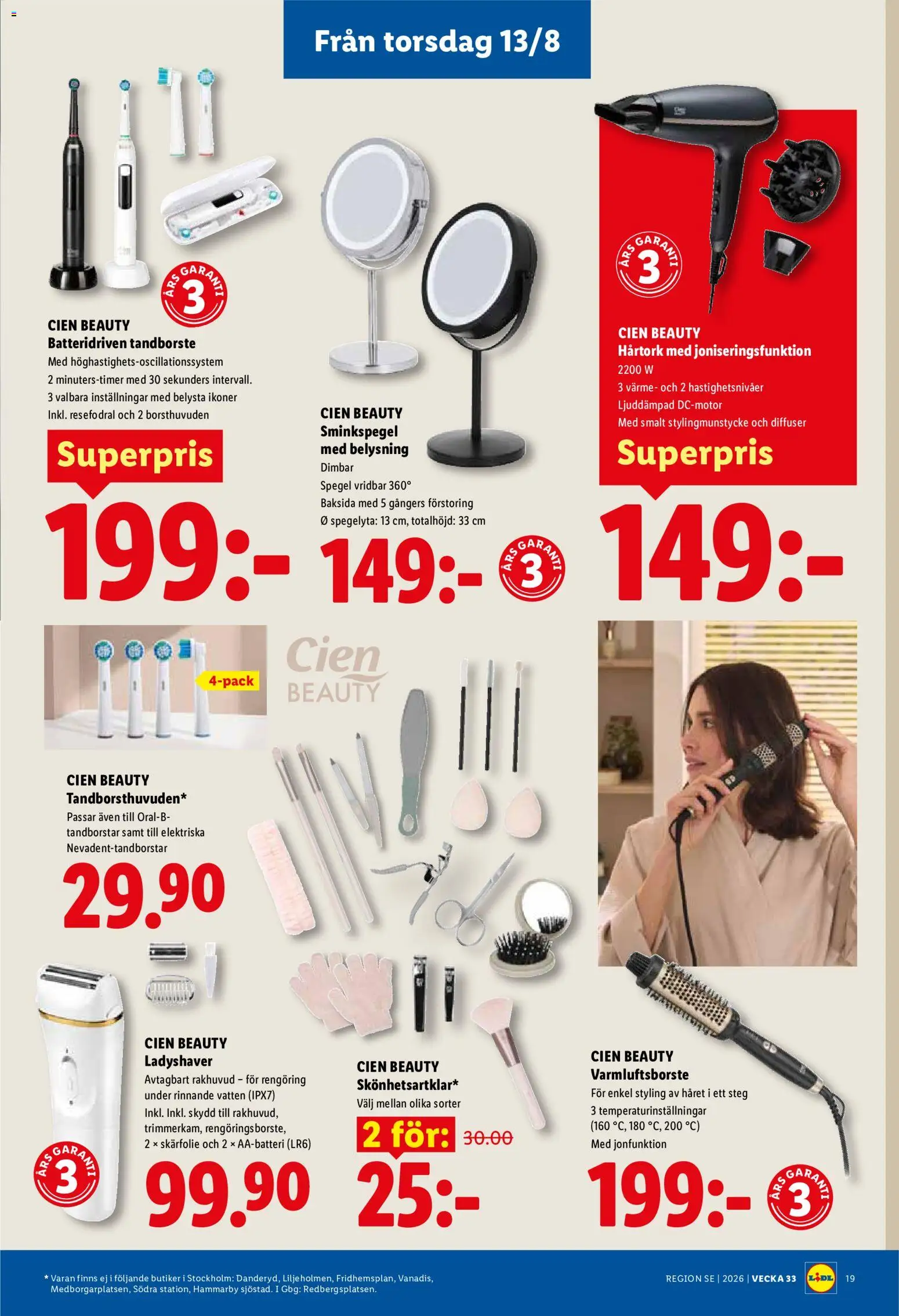 Lidl reklamblad aktuell från 10/08/2026 | Sida: 22 | Produkter: Hårtork, Tandborste, Spegel, Sminkspegel