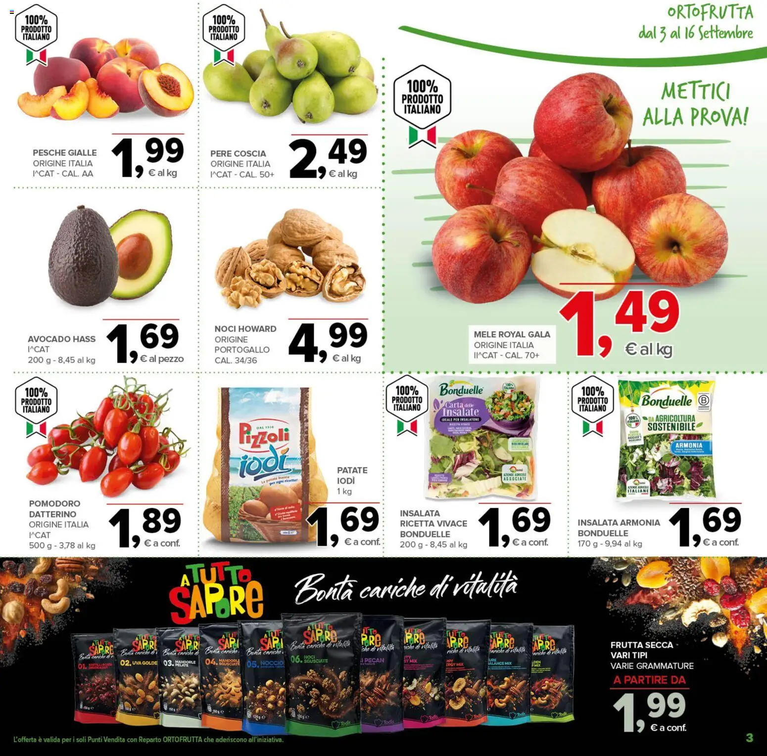 Volantino Todis del 03/09/2026 | Pagina: 3 | Prodotti: Pere, Avocado, Pomodoro, Noci