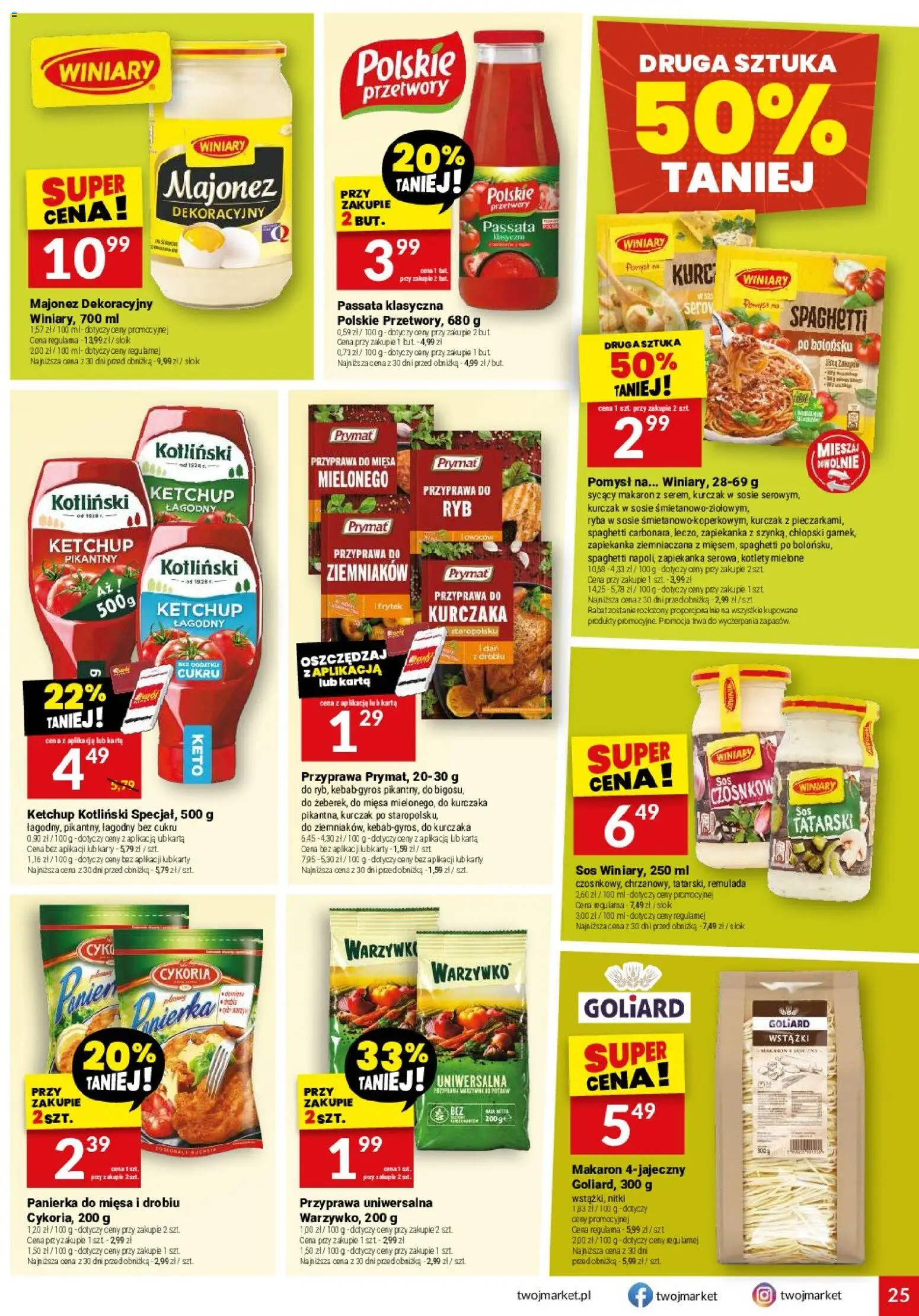 Twój Market gazetka od 21.10.2026 | Strona: 25 | Produkty: Karta, Ketchup, Makaron, Majonez