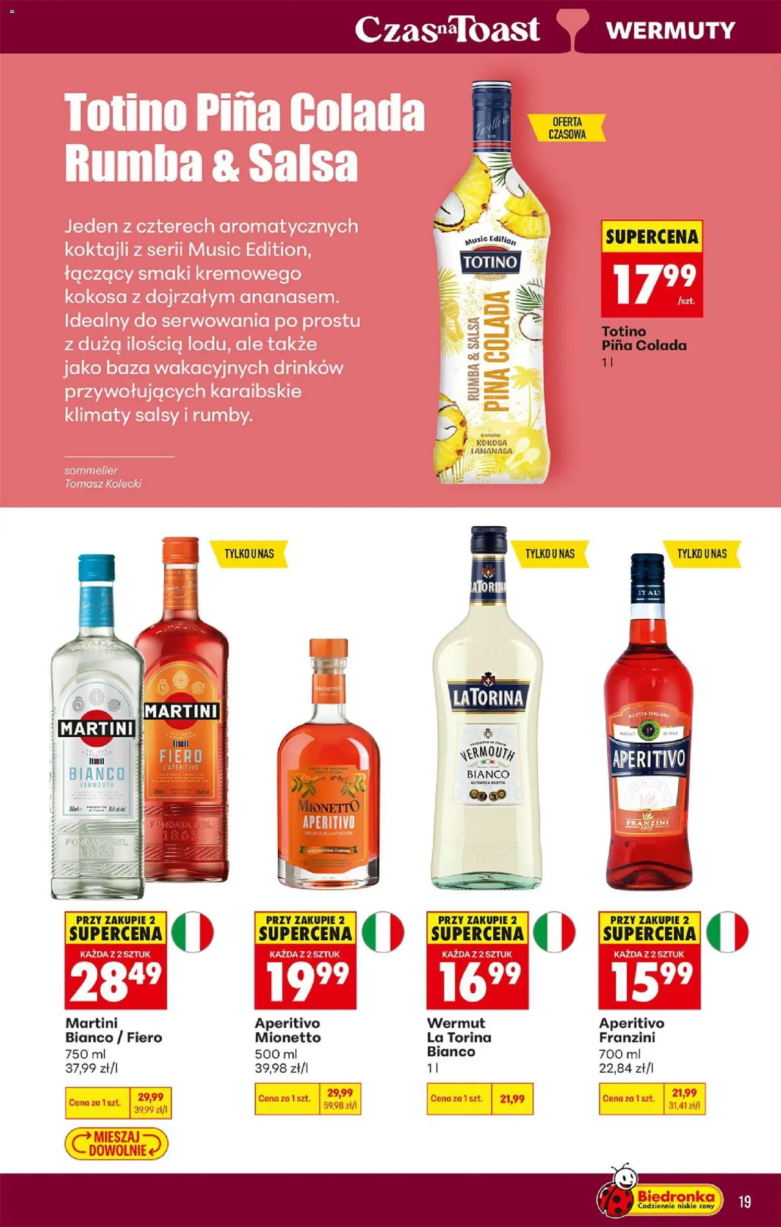 Biedronka gazetka - Czas na toast od 04.05.2026 | Strona: 19 | Produkty: Martini, Martini Bianco