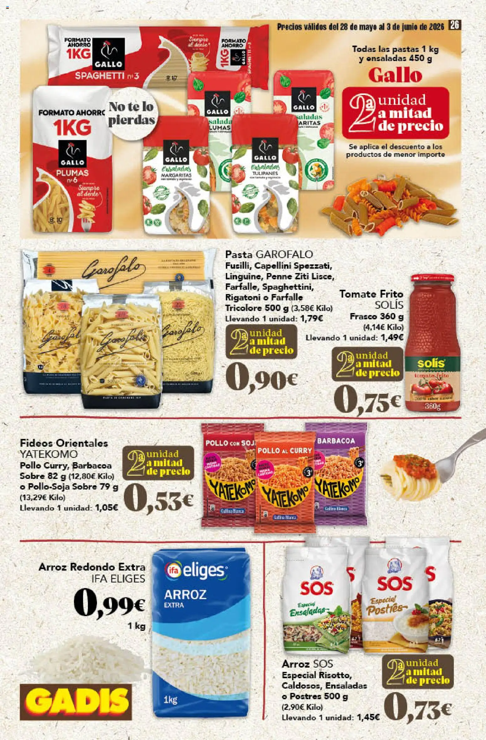 Gadis folleto │ válido desde el 28.05.2026 | Página: 26 | Productos: Arroz, Fideos, Té, Barbacoa