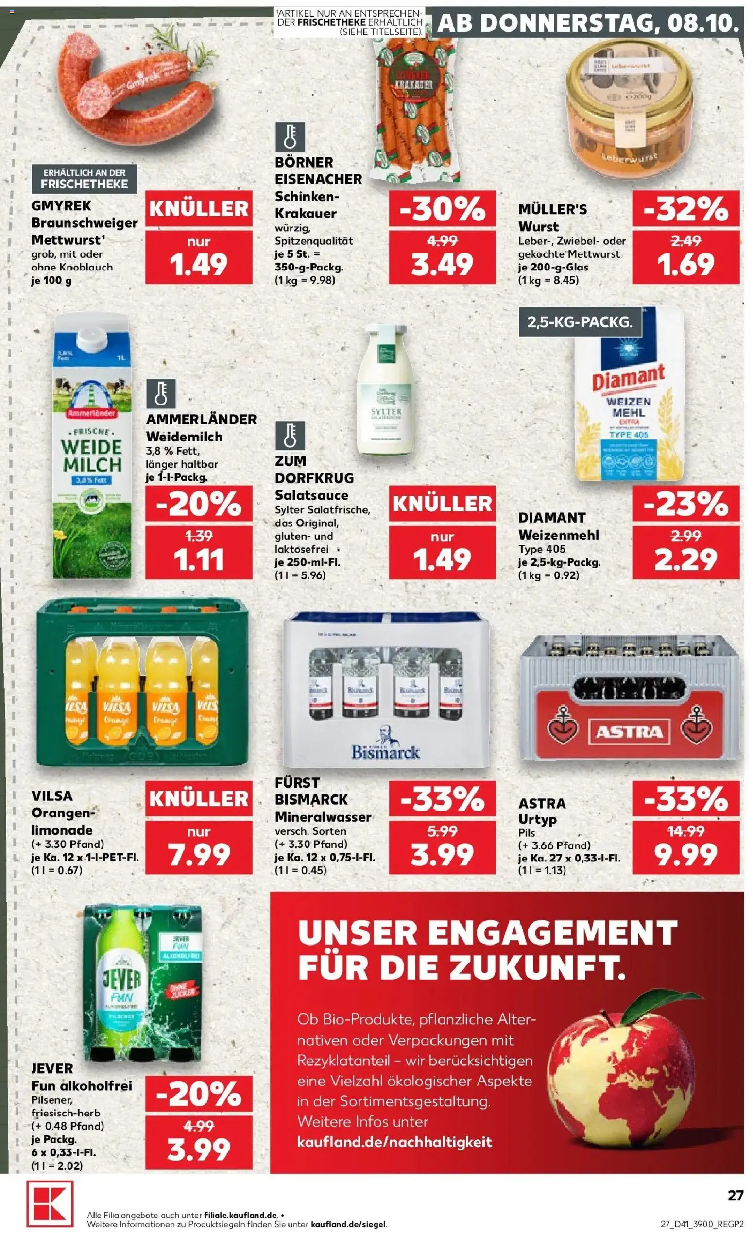 Prospekt Kaufland ab 08.10.2026 » Angebote Online zum Blättern | Seite: 27 | Produkte: Pils, Wurst, Knoblauch, Jever