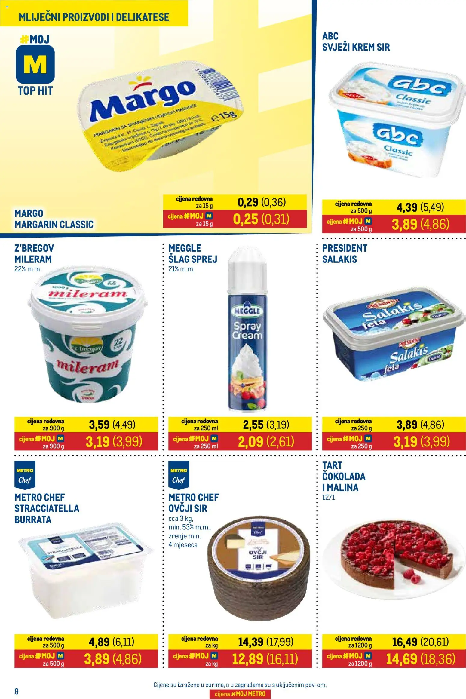Metro katalog | vrijedi od 01.07.2026 | Stranica: 8 | Proizvodi: Krem sir, Sir, Margarin, Mileram