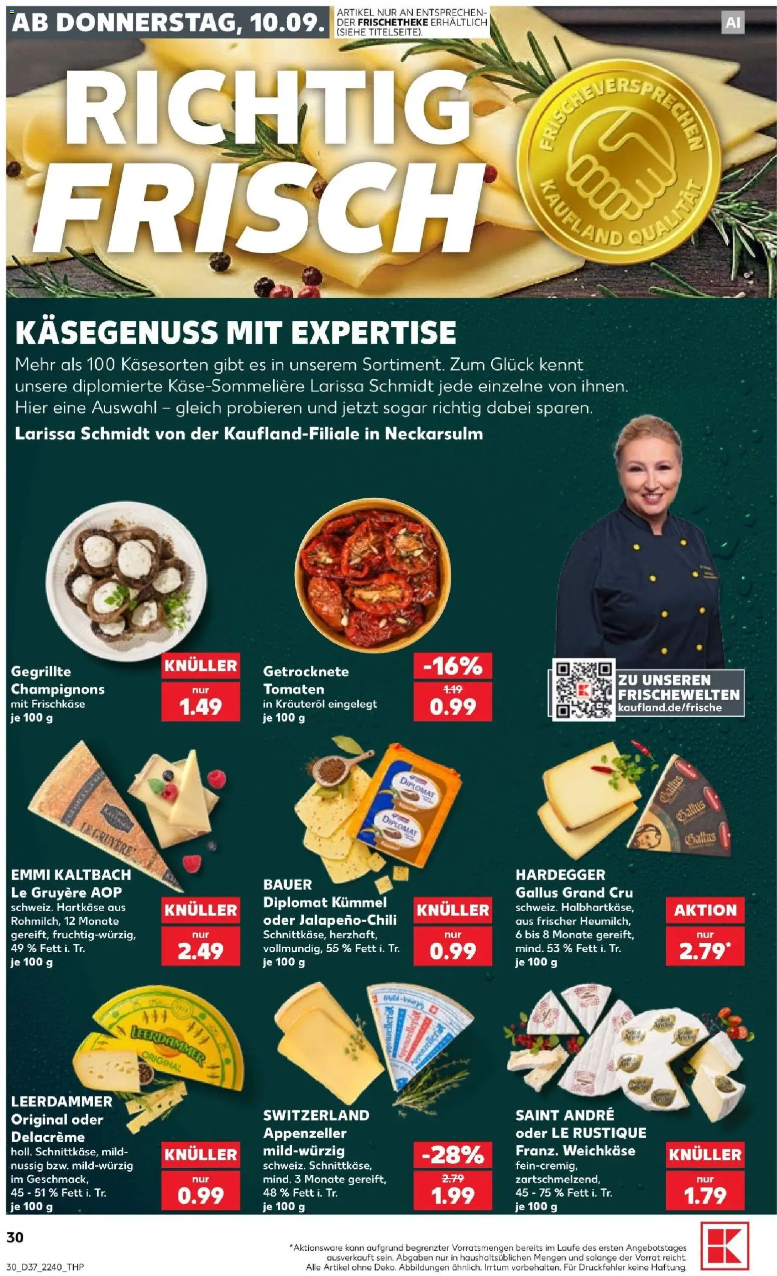 Kaufland Prospekt Speyer – gültig ab 10.09.2026 | Seite: 30 | Produkte: Tomaten, Leerdammer, Champignons, Frischkase