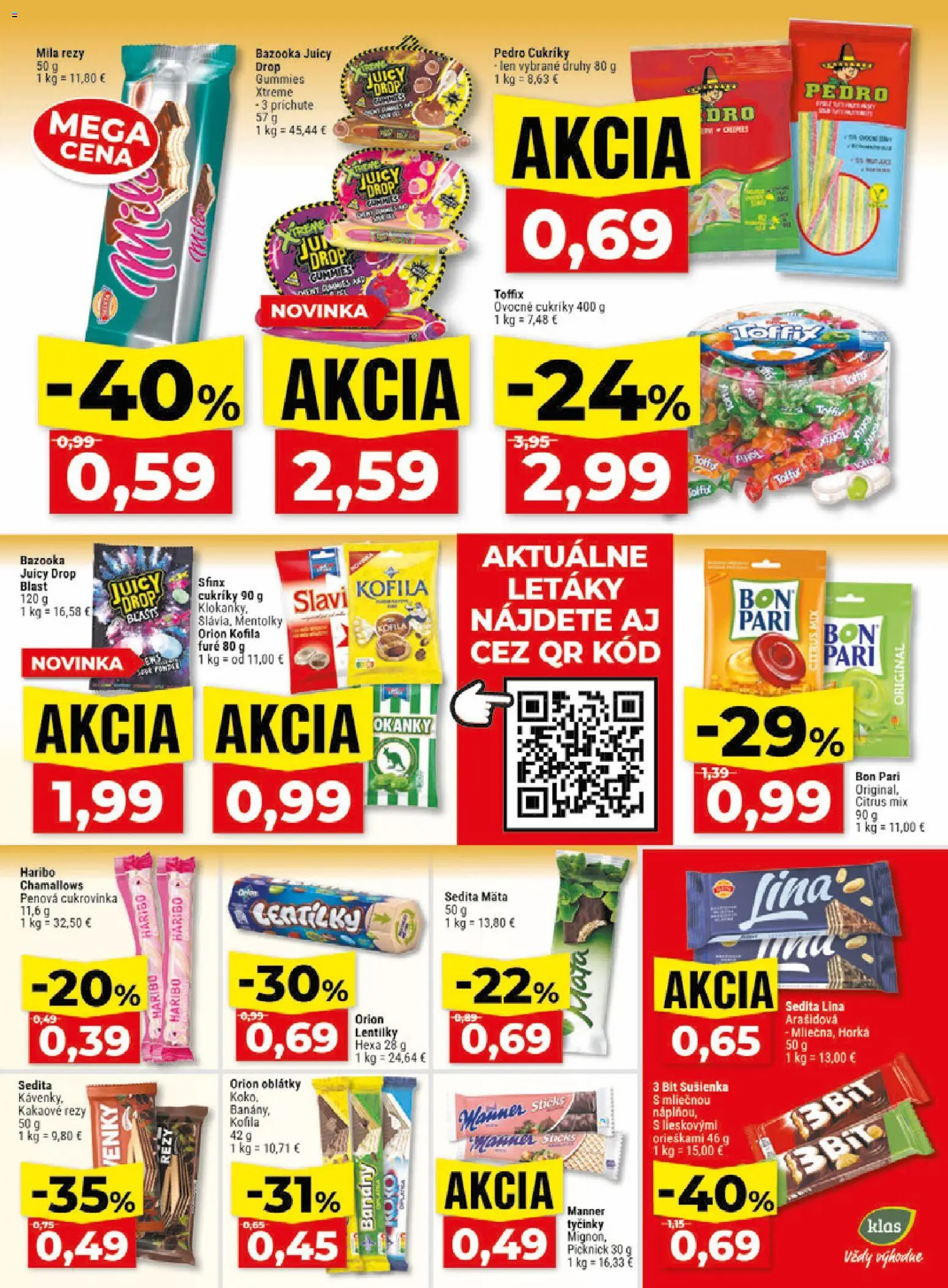Nové Klas akcie – leták je platný od 10.08.2026 | Strana: 18 | Produkty: Banány, Oblátky, Cukríky, Mila