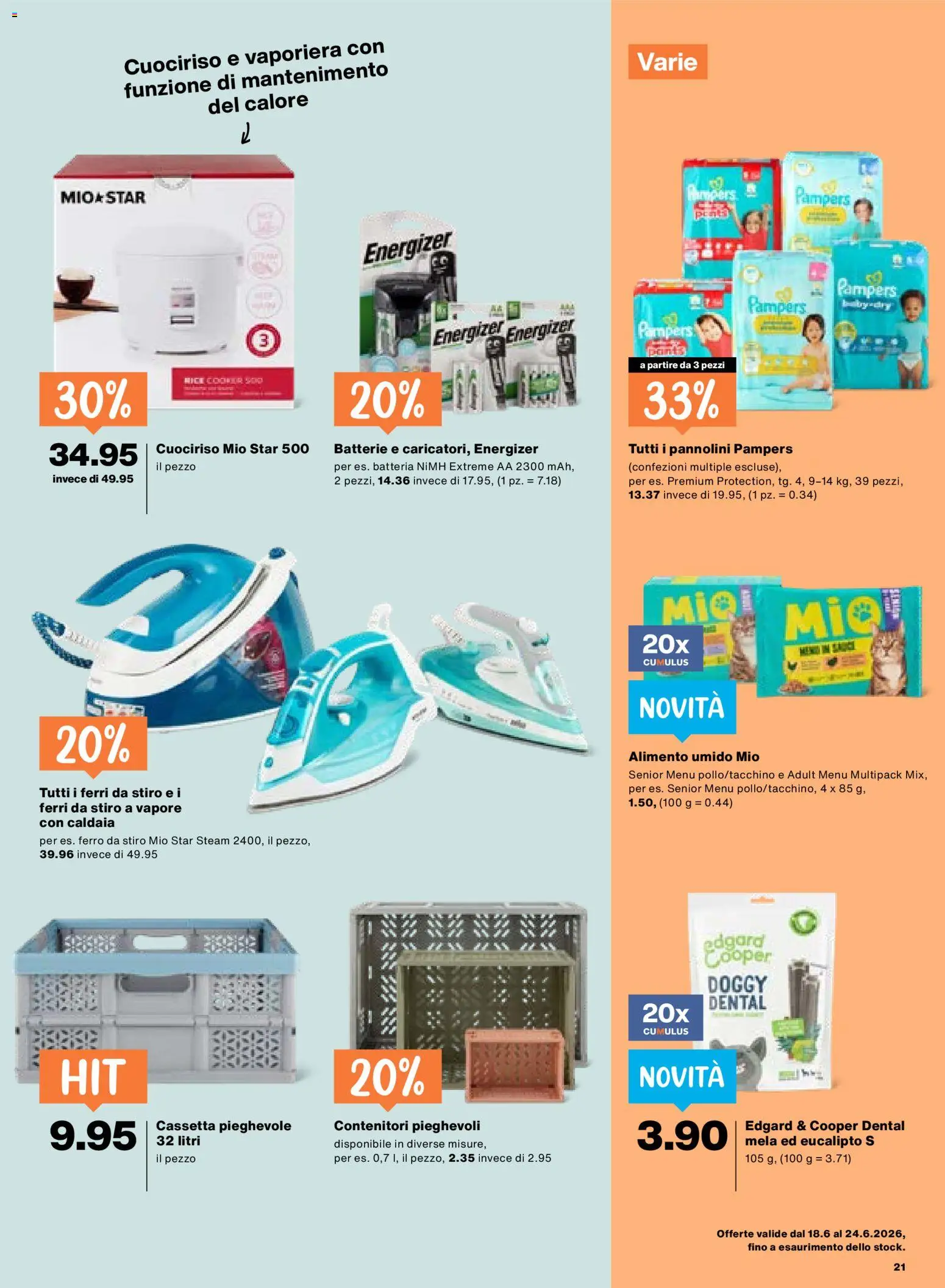 Migros aktionen IT – gültig ab 18.06.2026 | Seite: 21 | Produkte: Batterie, Pampers