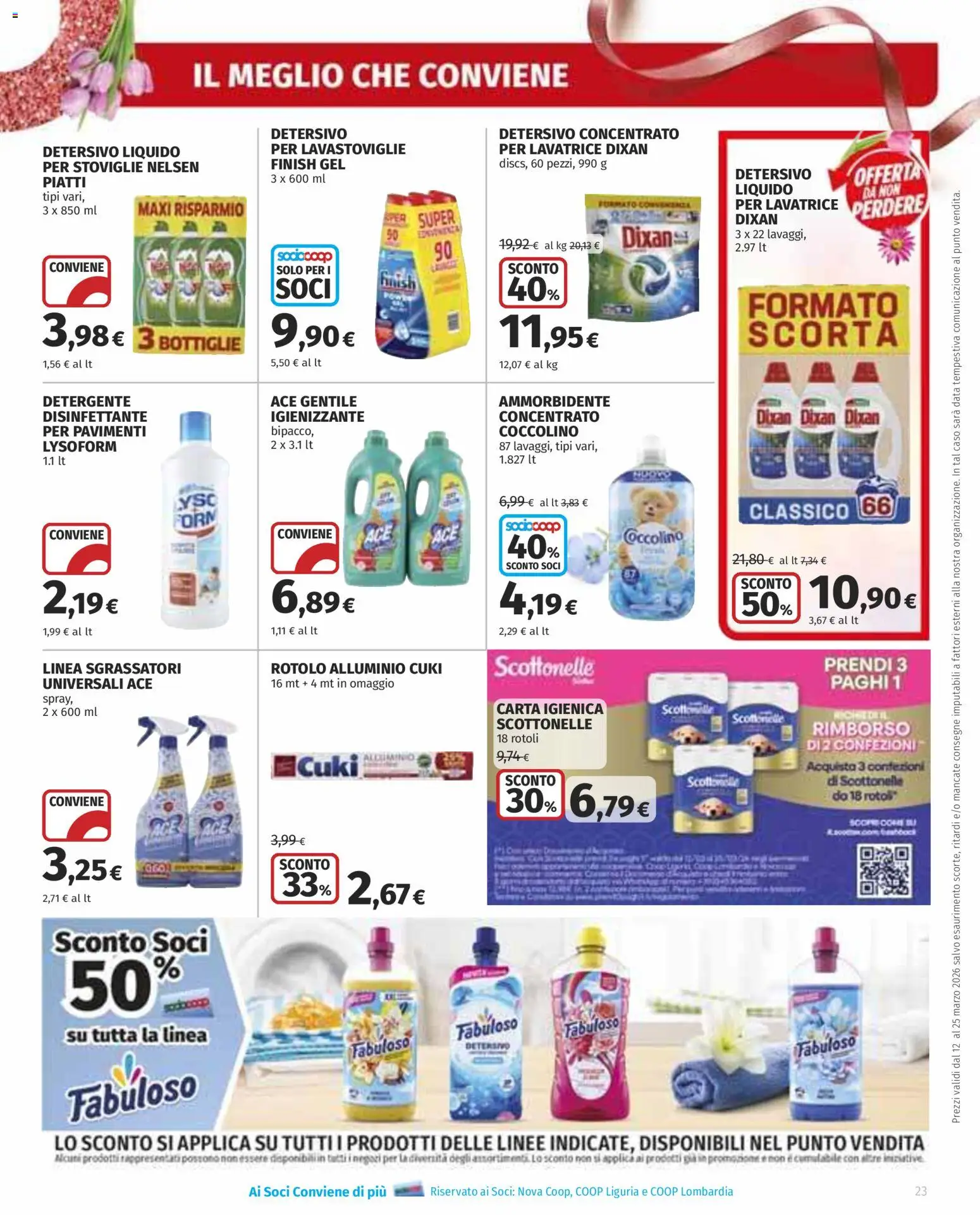 Volantino Ipercoop del 12.03.2026 | Pagina: 23 | Prodotti: Carta igienica, Ammorbidente, Lavastoviglie, Alluminio