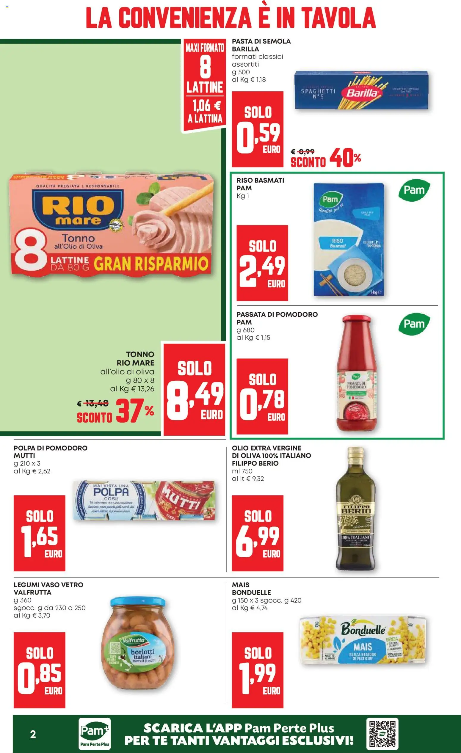 Volantino PAM del 04.06.2026 | Pagina: 2 | Prodotti: Legumi, Riso, Olio, Passata di pomodoro