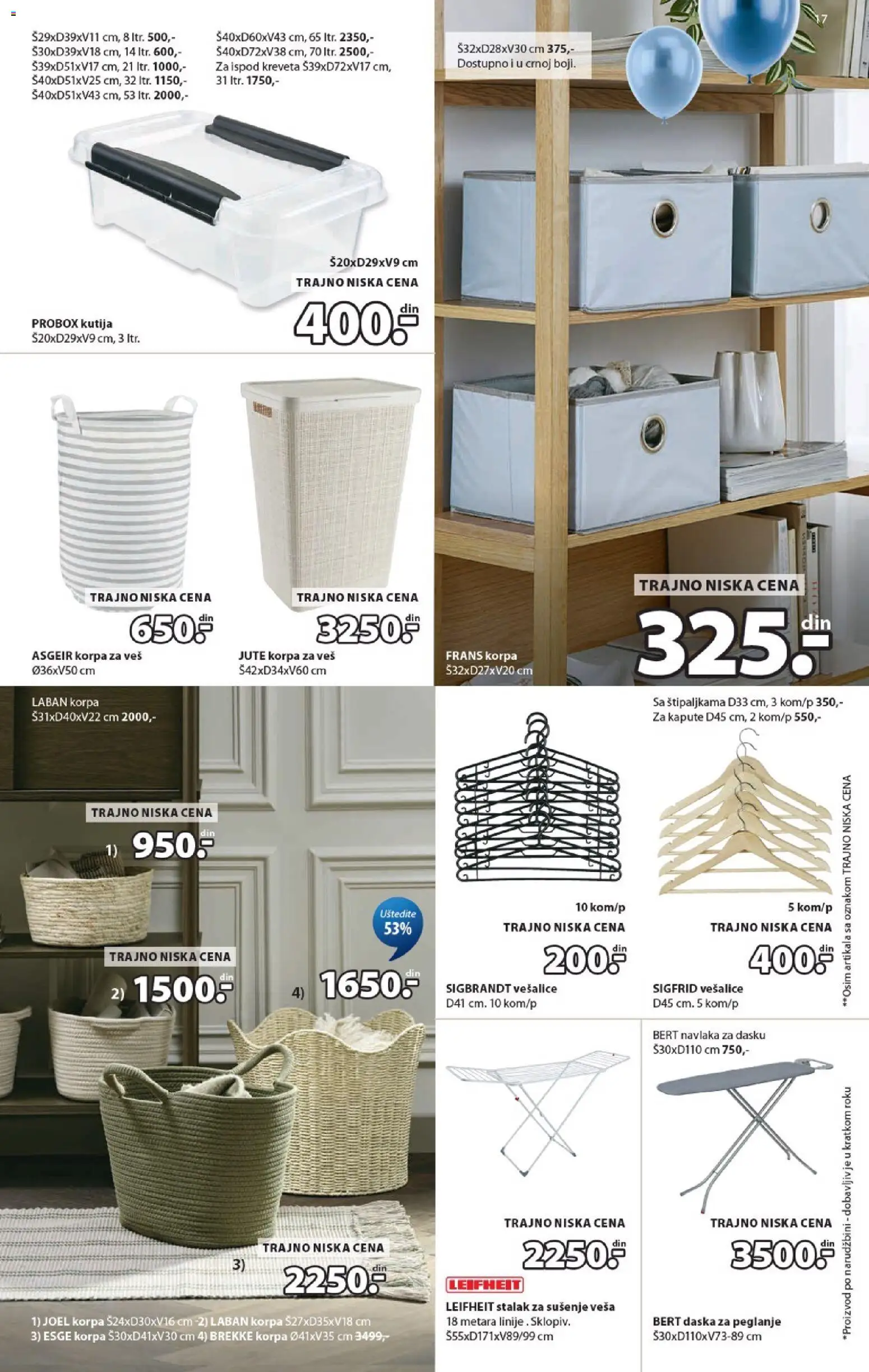 Jysk katalog - važi od 02.09.2026 | Strana: 17 | Proizvode: Kutija, Daska za peglanje, Korpa, Korpa za veš