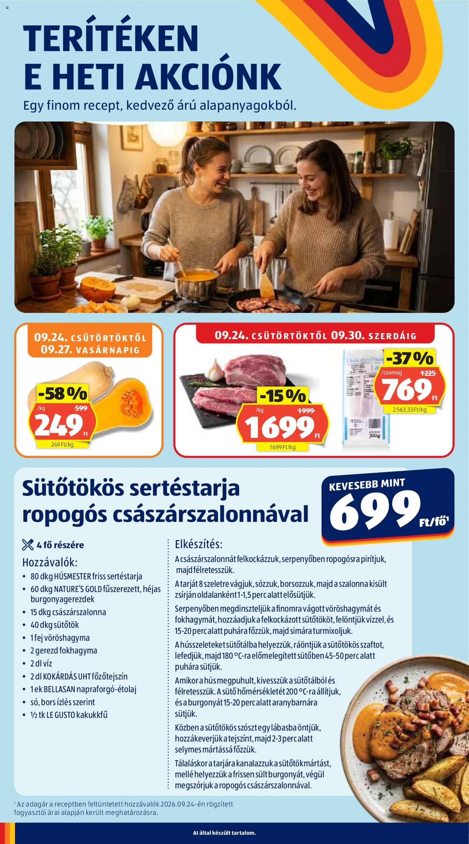 Aldi akciós ujság - amely érvényes a következő dátumtól: 2026.09.24. | Oldal: 10 | Termékek: Fokhagyma, Sütőtök, Hozzávalók, Víz