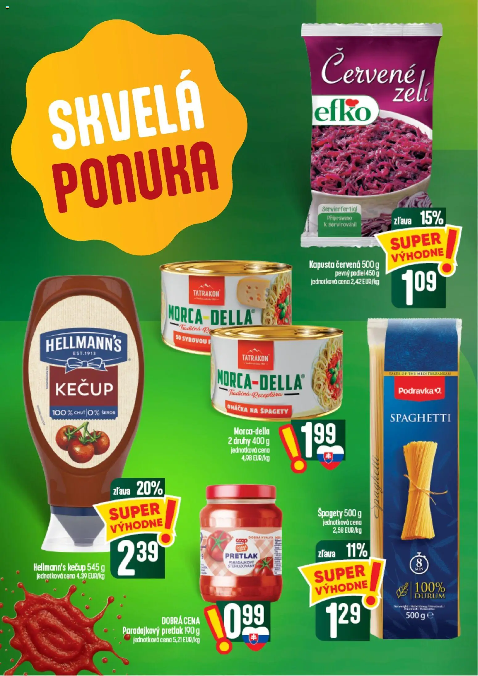 Nové COOP Jednota akcie – leták je platný od 24.09.2026 | Strana: 32 | Produkty: Kapusta červená, Pretlak, Kečup, Špagety