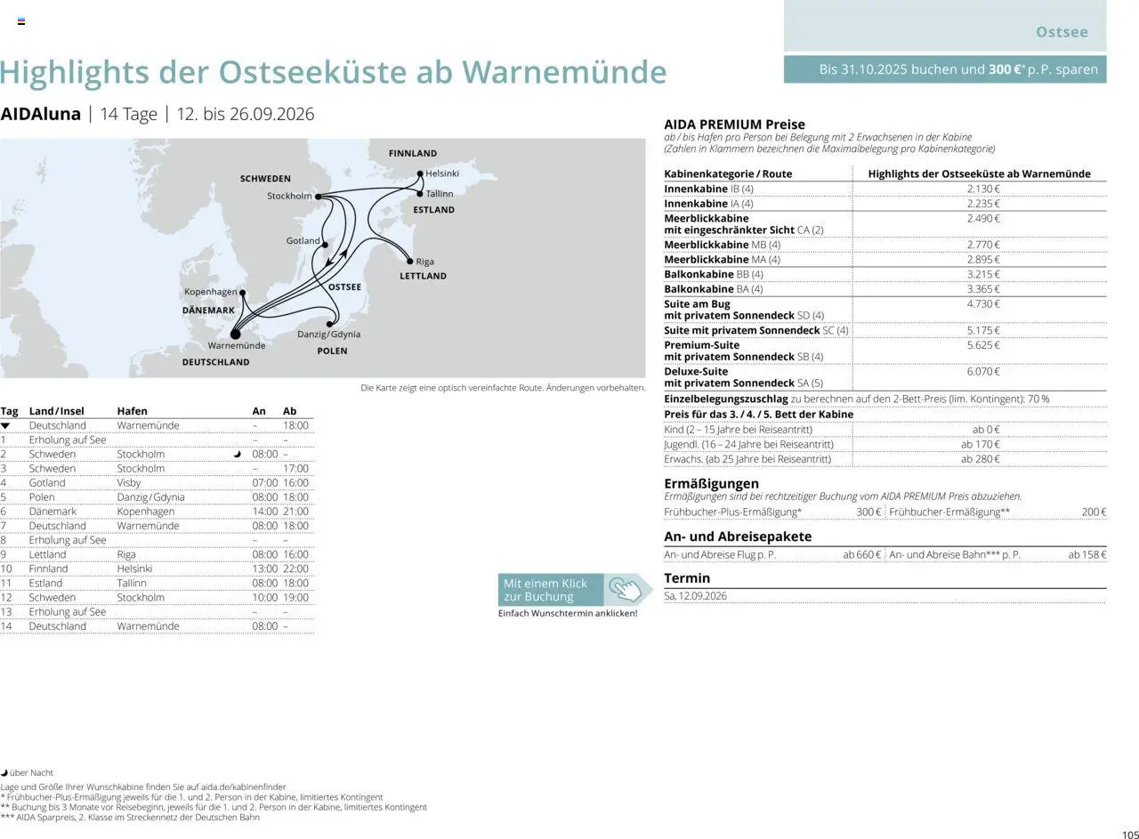 Aida Sommer 2026 – gültig ab 01.03.2026 | Seite: 105 | Produkte: Bett
