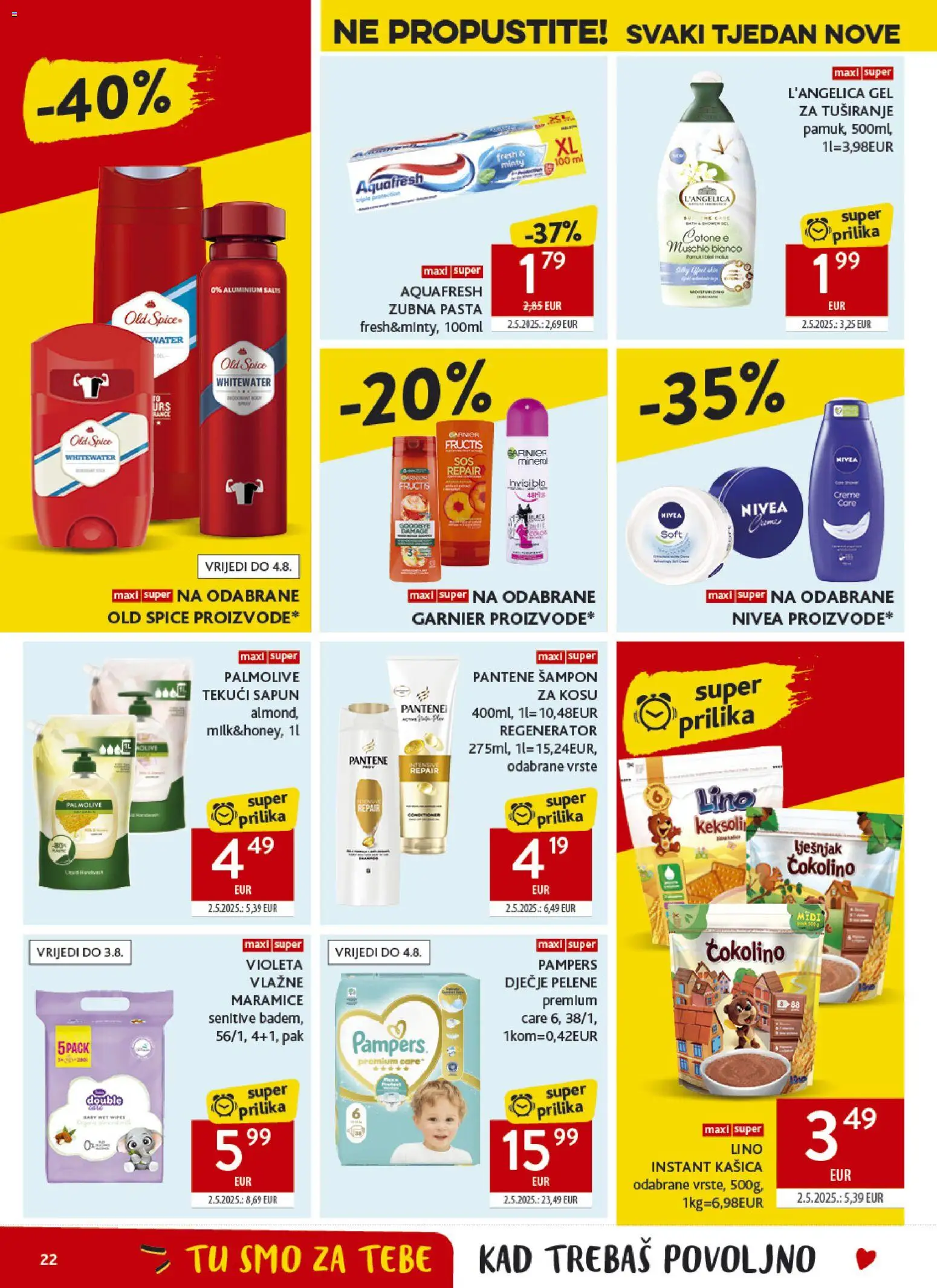 Konzum HR akciós ujság - amely érvényes a következő dátumtól: 2026.07.22. | Oldal: 22 | Termékek: Old spice, Pampers, Sampon