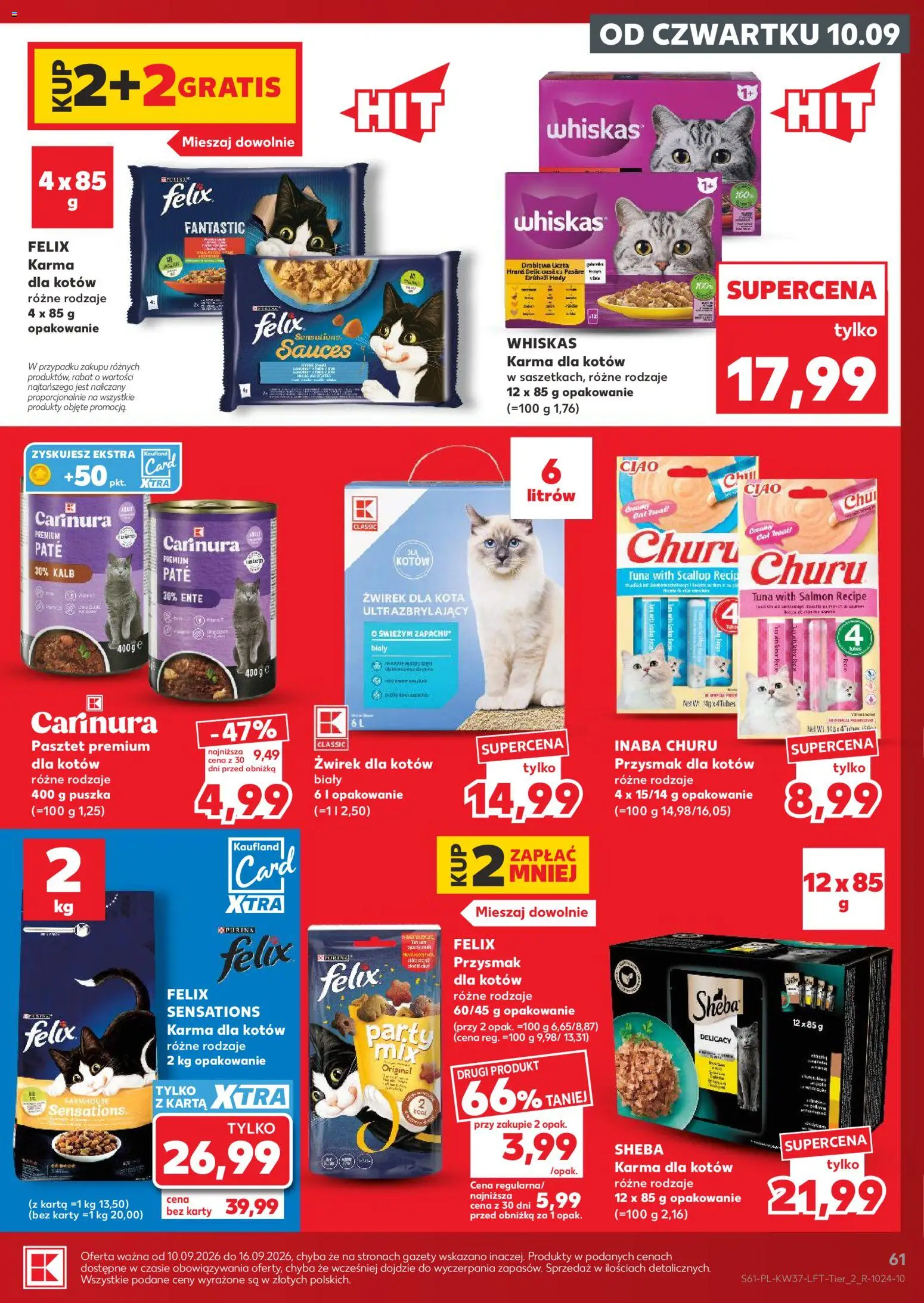 Kaufland Polsko leták od 10.09.2026 | Strana: 61 | Produkty: Felix, Felix fantastic, Whiskas, Sheba