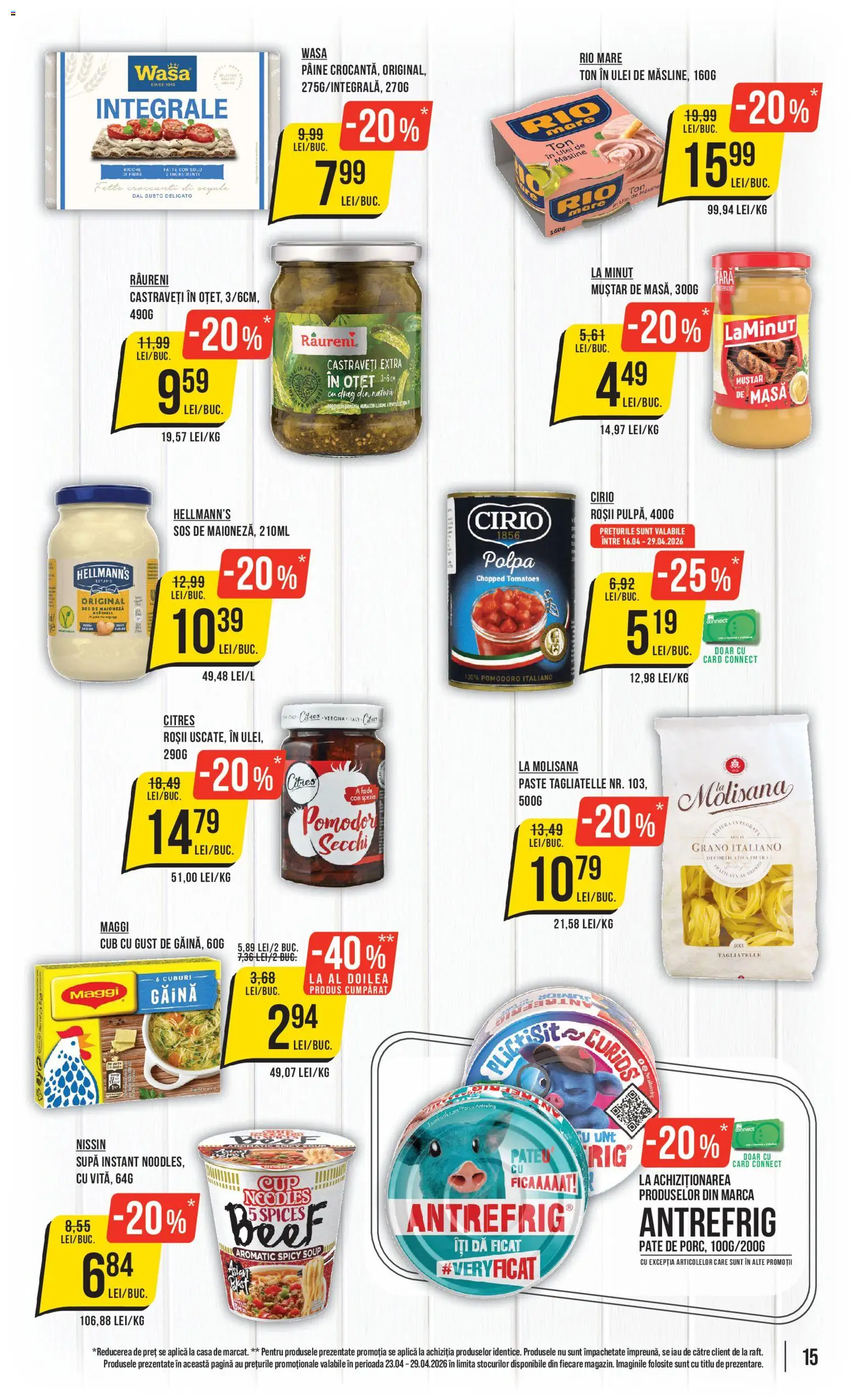 Noul catalog Mega Image – valabil de la 23.04.2026 | Pagină: 15 | Produse: Unt, Ulei, Paste, Sos