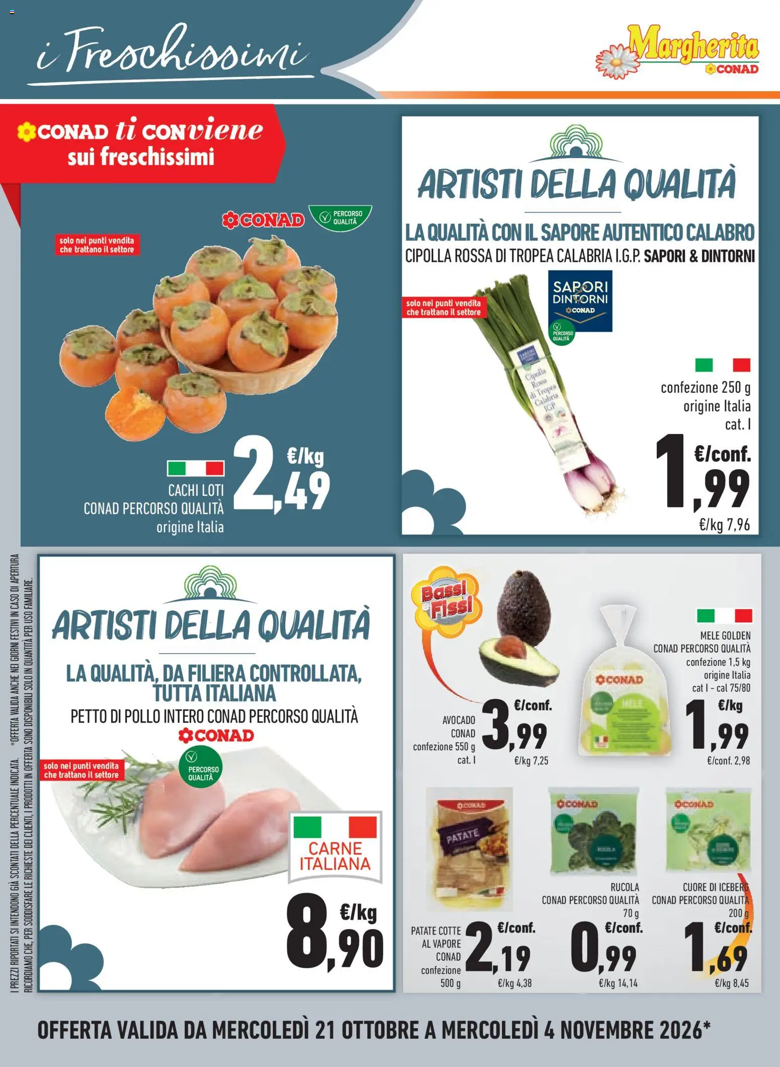 Volantino Conad del 21/10/2026 | Pagina: 22 | Prodotti: Patate, Cipolle, Cipolla rossa, Carne