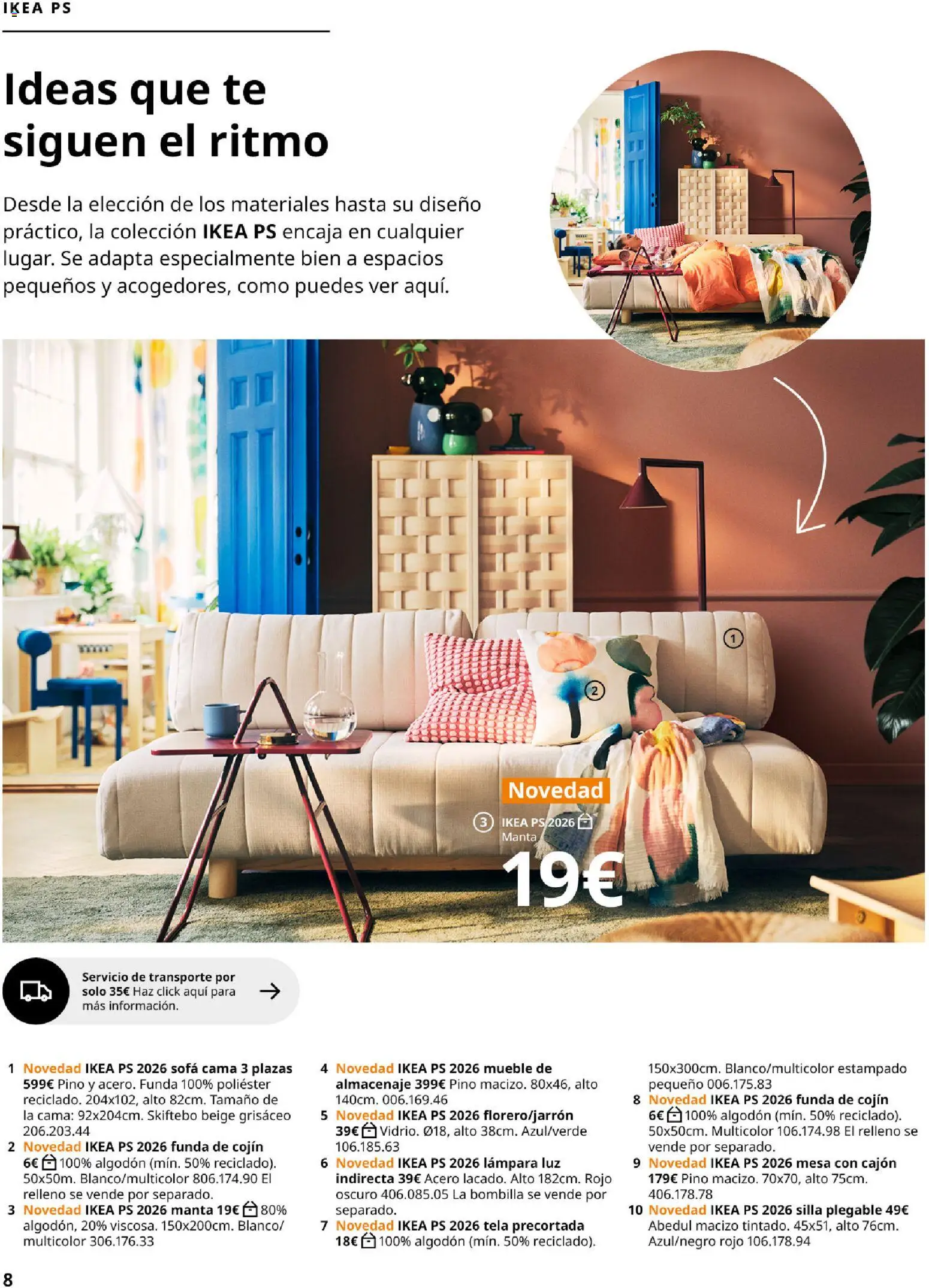 Catálogo IKEA Ps │ válido desde el 01.06.2026 | Página: 8 | Productos: Té, Sofá cama, Cama, Almacenaje