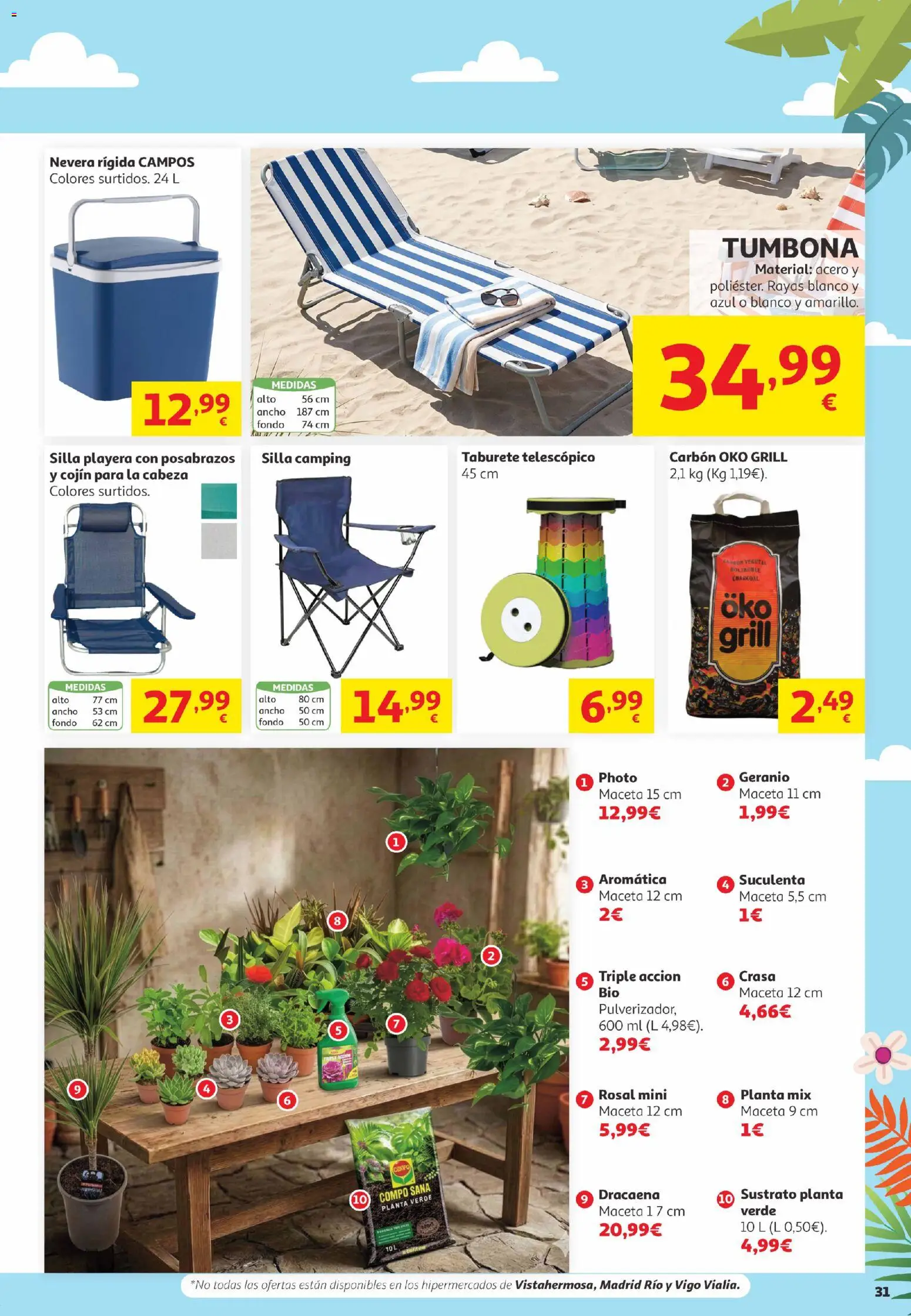 Alcampo Canarias │ válido desde el 16.06.2026 | Página: 31 | Productos: Taburete, Tumbona, Silla, Maceta