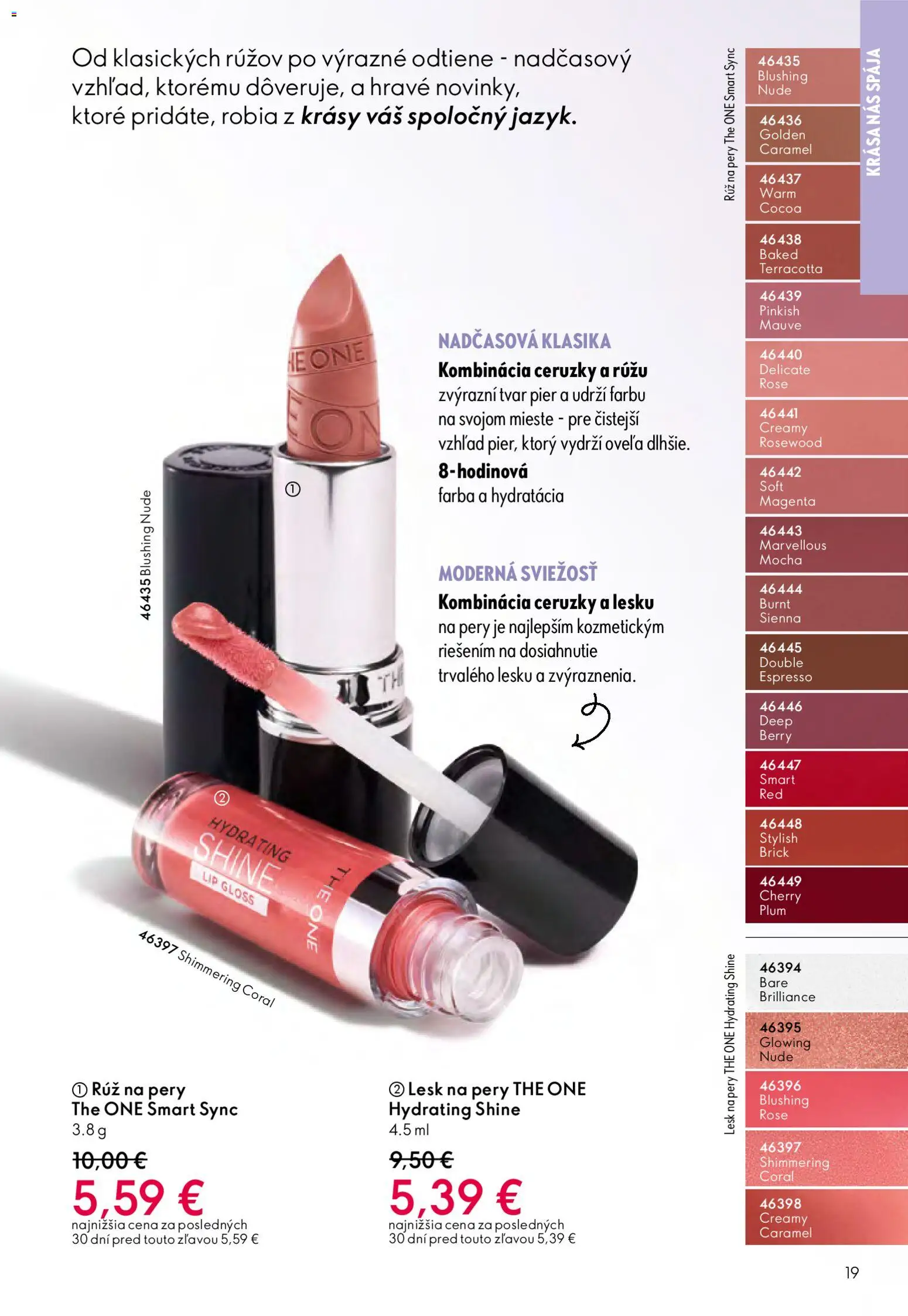 Nové Oriflame akcie – leták je platný od 06.05.2026 | Strana: 19 | Produkty: Rúž na pery, Lesk na pery, Mocha
