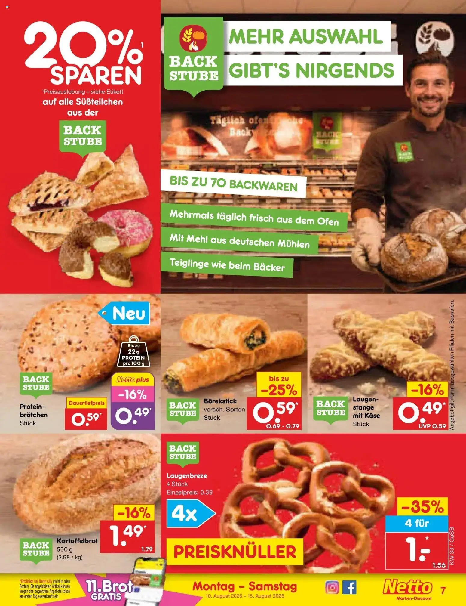 Netto Marken-Discount Prospekt – gültig ab 10.08.2026 | Seite: 7 | Produkte: Ofen, Mehl, Käse