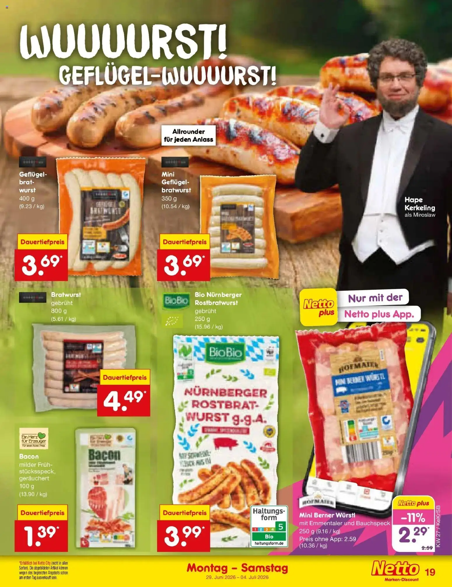 Netto Marken-Discount Prospekt Jüchen – gültig ab 29.06.2026 | Seite: 27 | Produkte: Würstl, Bratwurst, Wurst