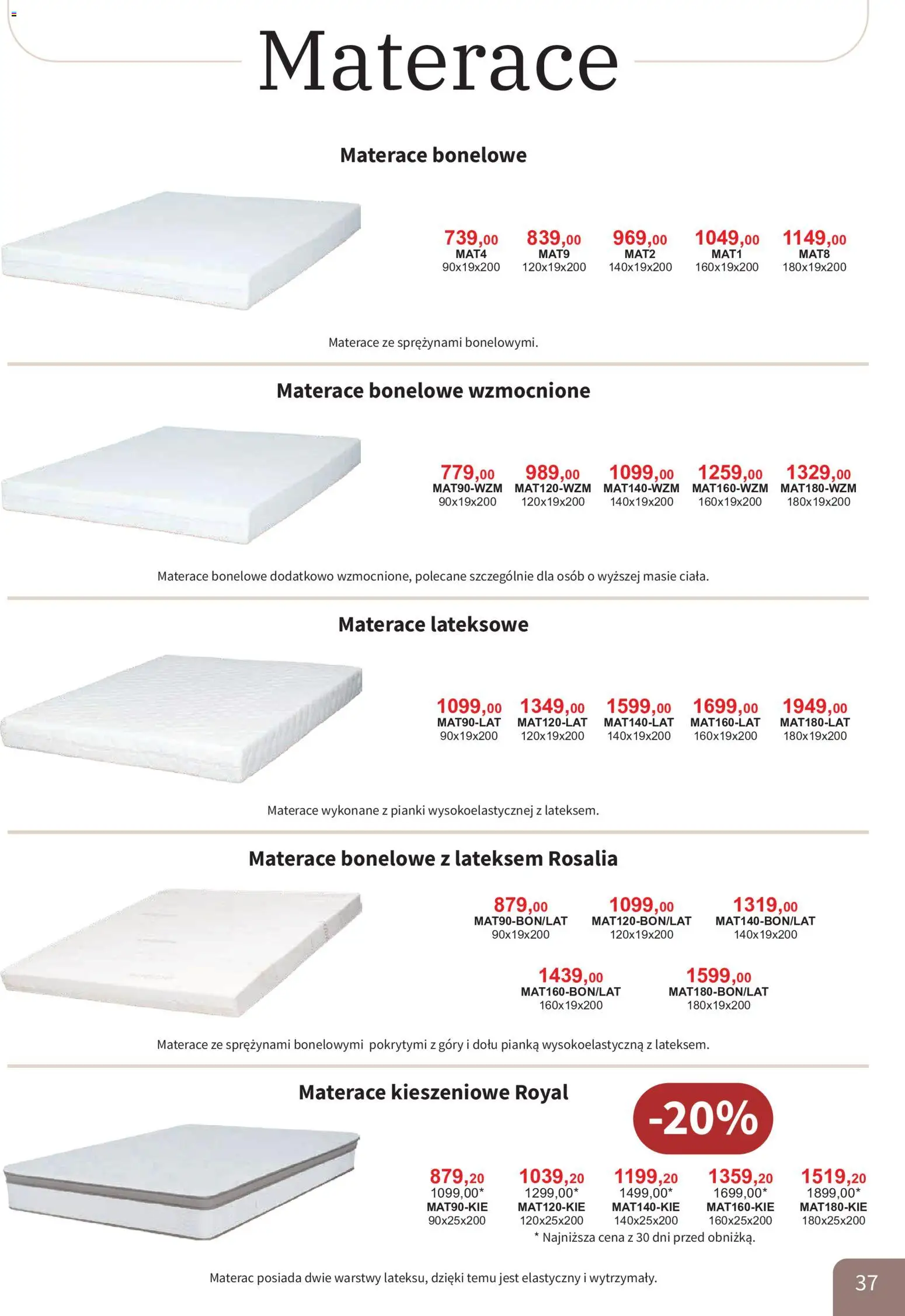 Bodzio Katalog od 01.08.2026 | Strona: 37 | Produkty: Materac, Pianki