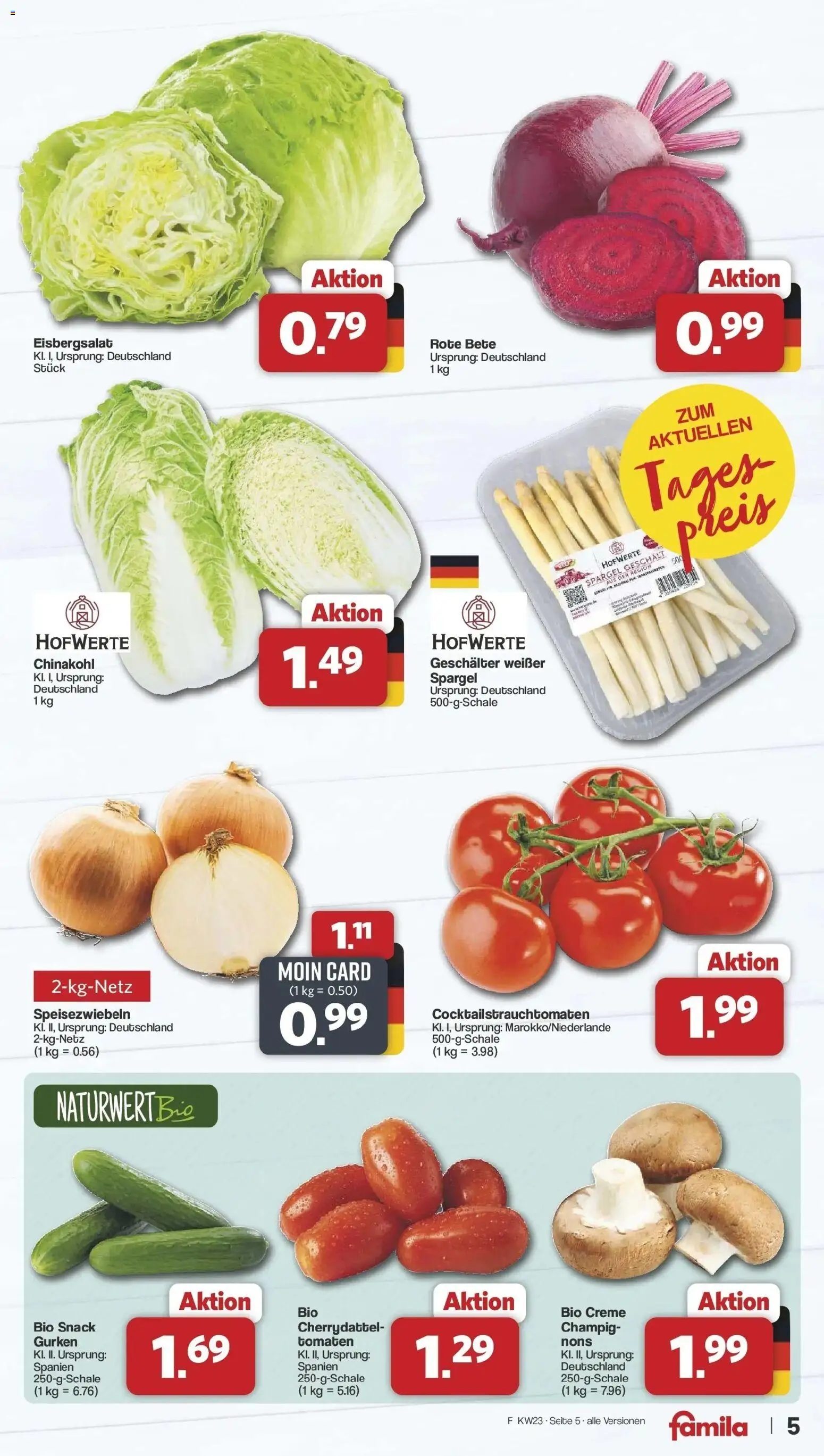 Famila Nordwest Wochenangebote – gültig ab 01.06.2026 | Seite: 5 | Produkte: Tomaten, Spargel, Creme, Gurken