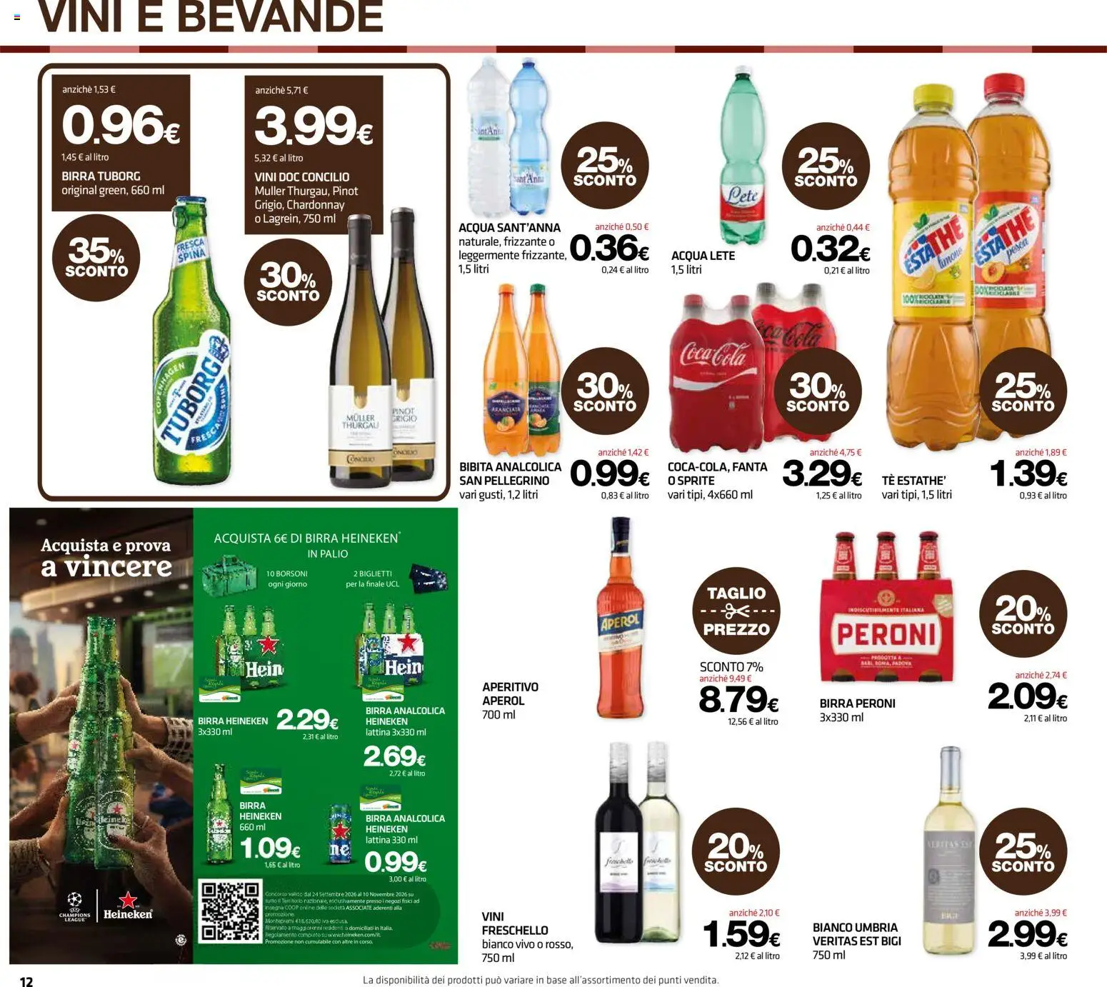 Volantino Superconti del 24/09/2026 | Pagina: 12 | Prodotti: Acqua Lete, Birra Heineken, Acqua, Taglio