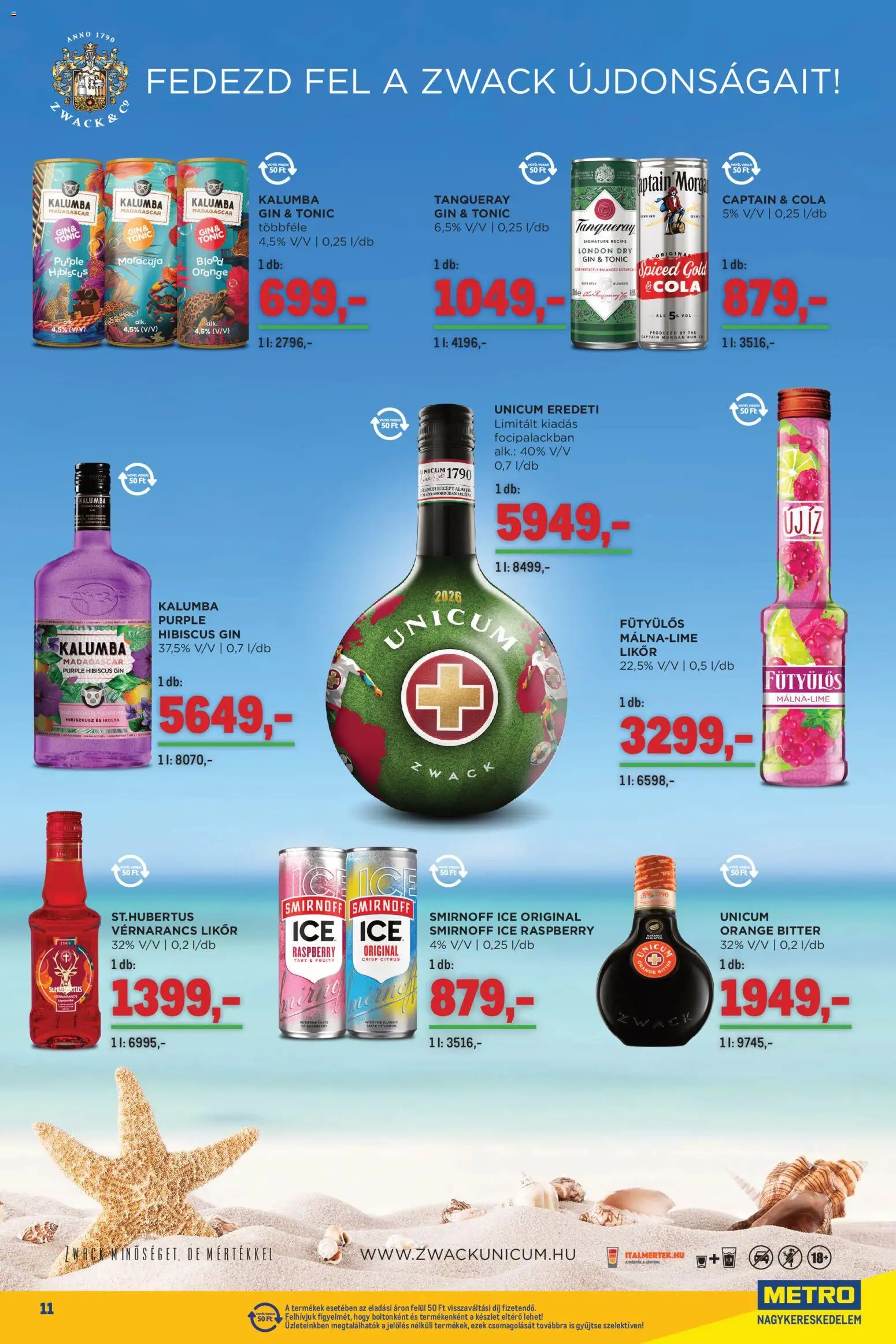 Metro akciós ujság - amely érvényes a következő dátumtól: 2026.07.01. | Oldal: 11 | Termékek: Tonic, Cola, Gin, Likőr