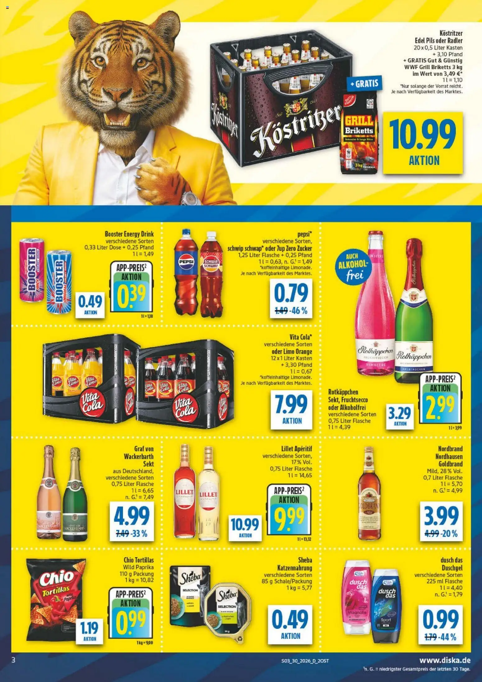 Diska Prospekt – gültig ab 20.07.2026 | Seite: 3 | Produkte: Tortillas, Lillet, Himbeere, Rotkäppchen