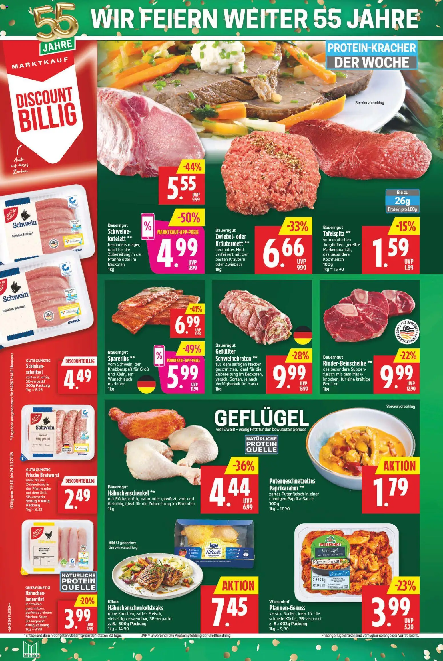 Marktkauf Prospekt – gültig ab 19.10.2026 | Seite: 4 | Produkte: Hahnchen, Hahnchenschenkel, Backofen, Schinken