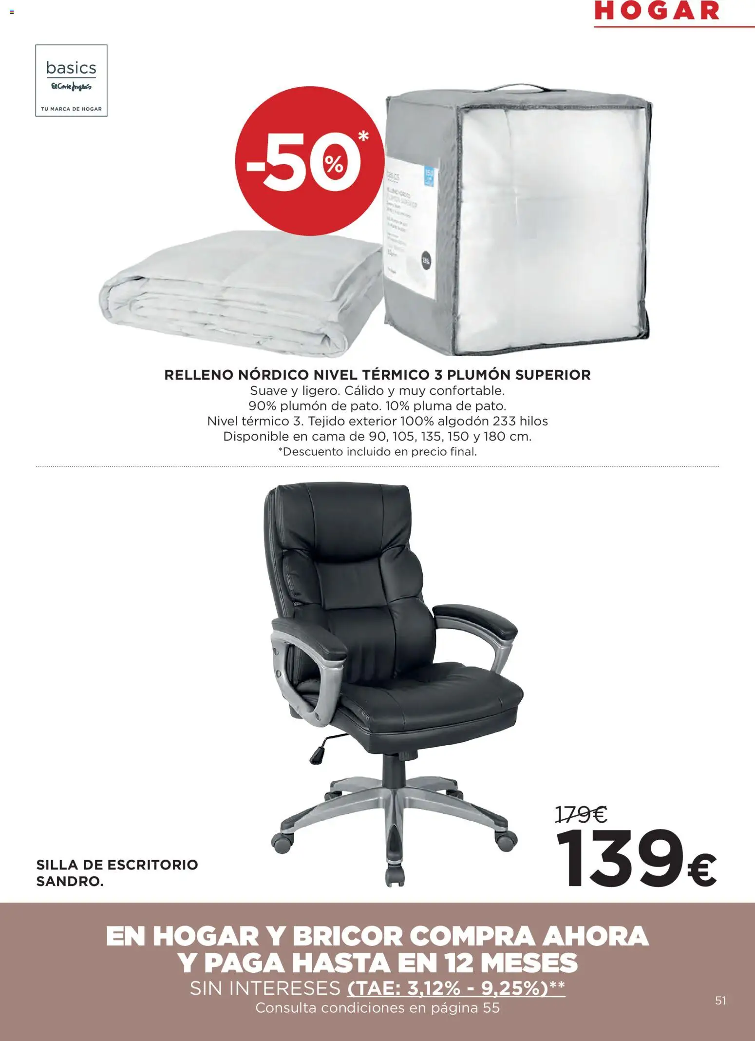 Hipercor catálogo │ válido desde el 24/09/2026 | Página: 51 | Productos: Algodón, Cama, Silla de escritorio, Silla