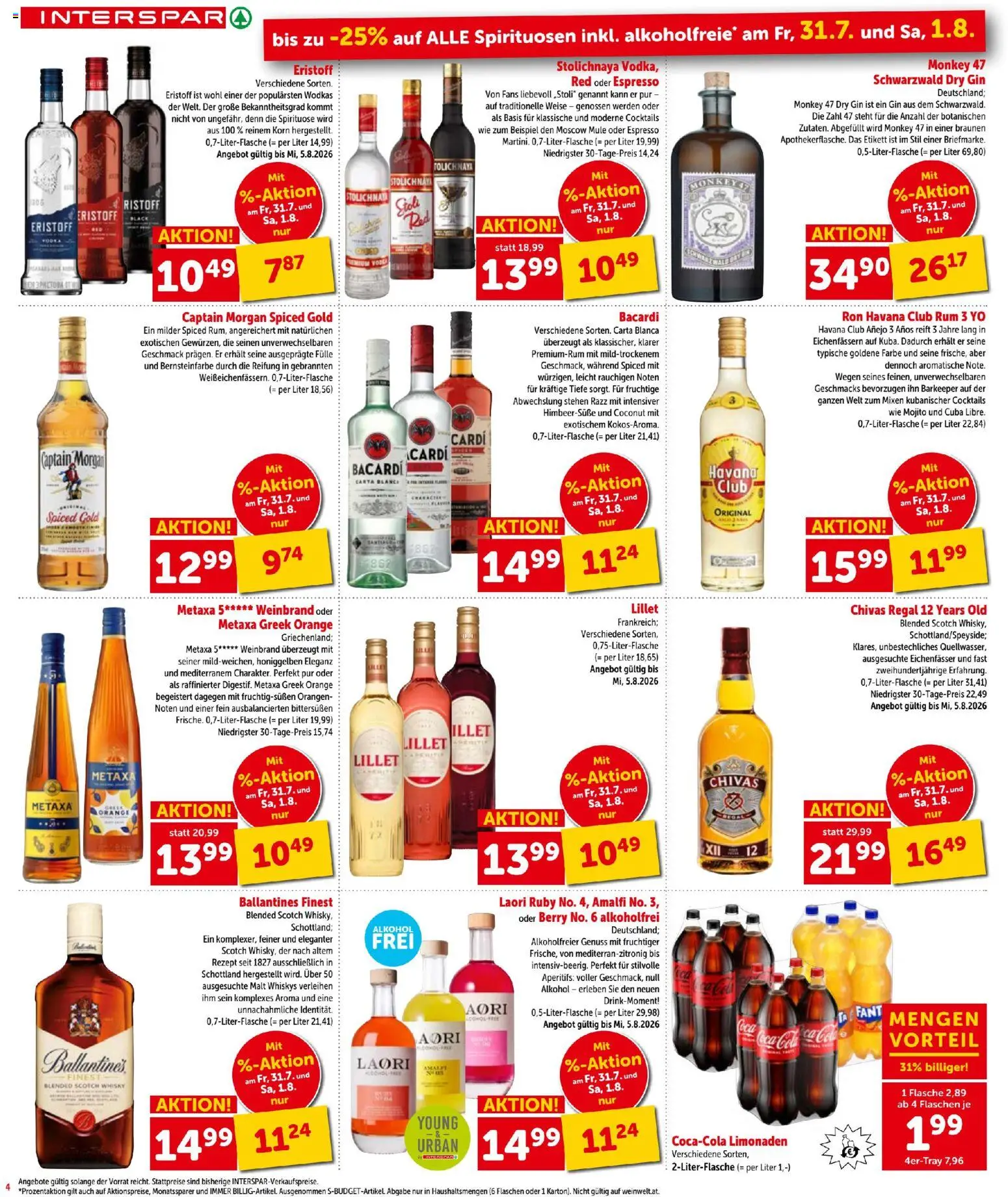 Interspar - Flugblatt gültig ab 30.07.2026 | Seite: 4 | Produkte: Gin, Regal, Orangen