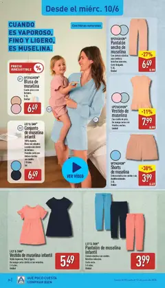 Vista previa Blusa de muselina, Cuello pico o con botones. S-XL. Unidad válido desde el 08.06.2026 | Página: 24 | Productos: Camisa, Blusa, Video, Pantalón corto