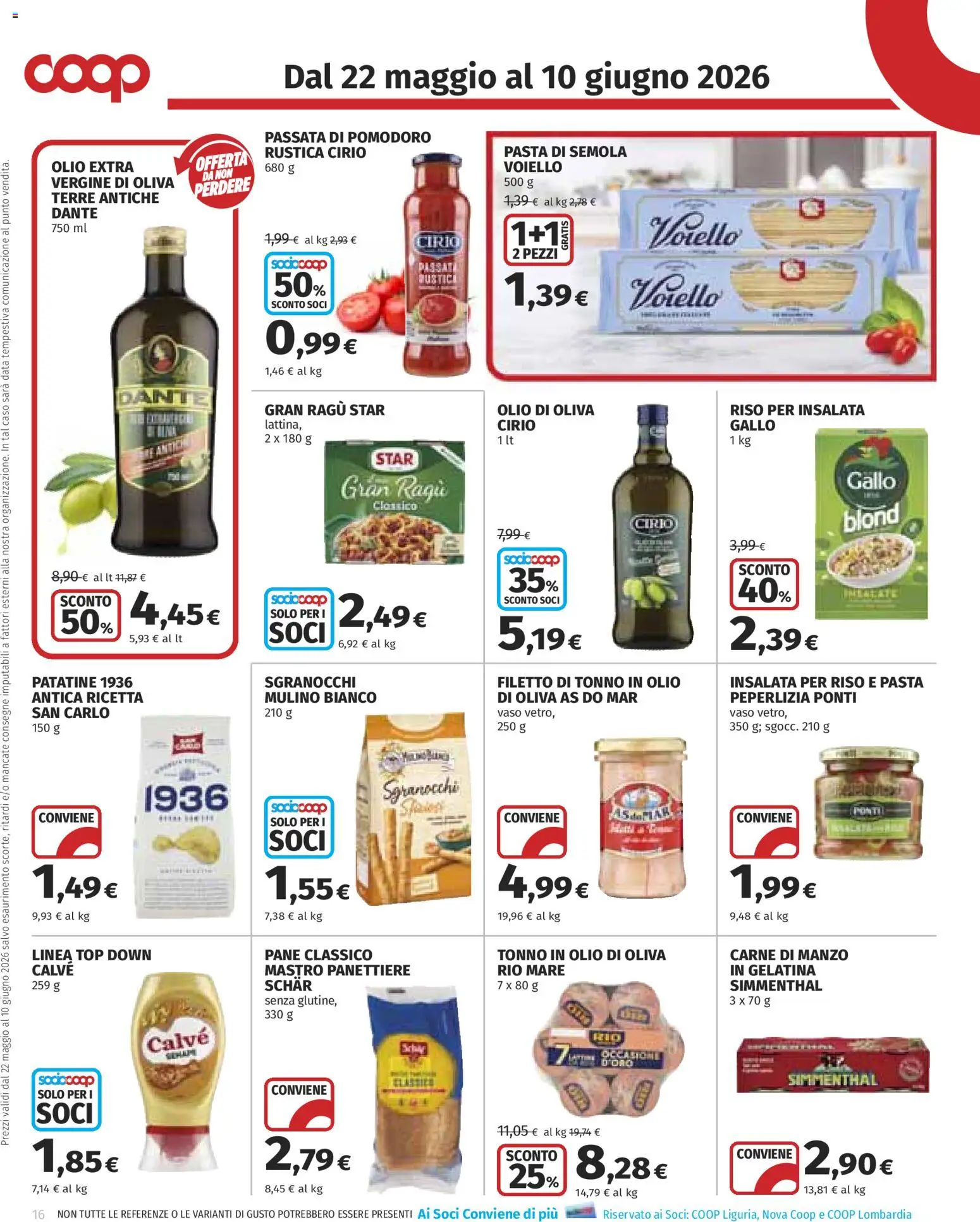 Volantino COOP del 22.05.2026 | Pagina: 16 | Prodotti: Pane, Top, Pasta, Ragú