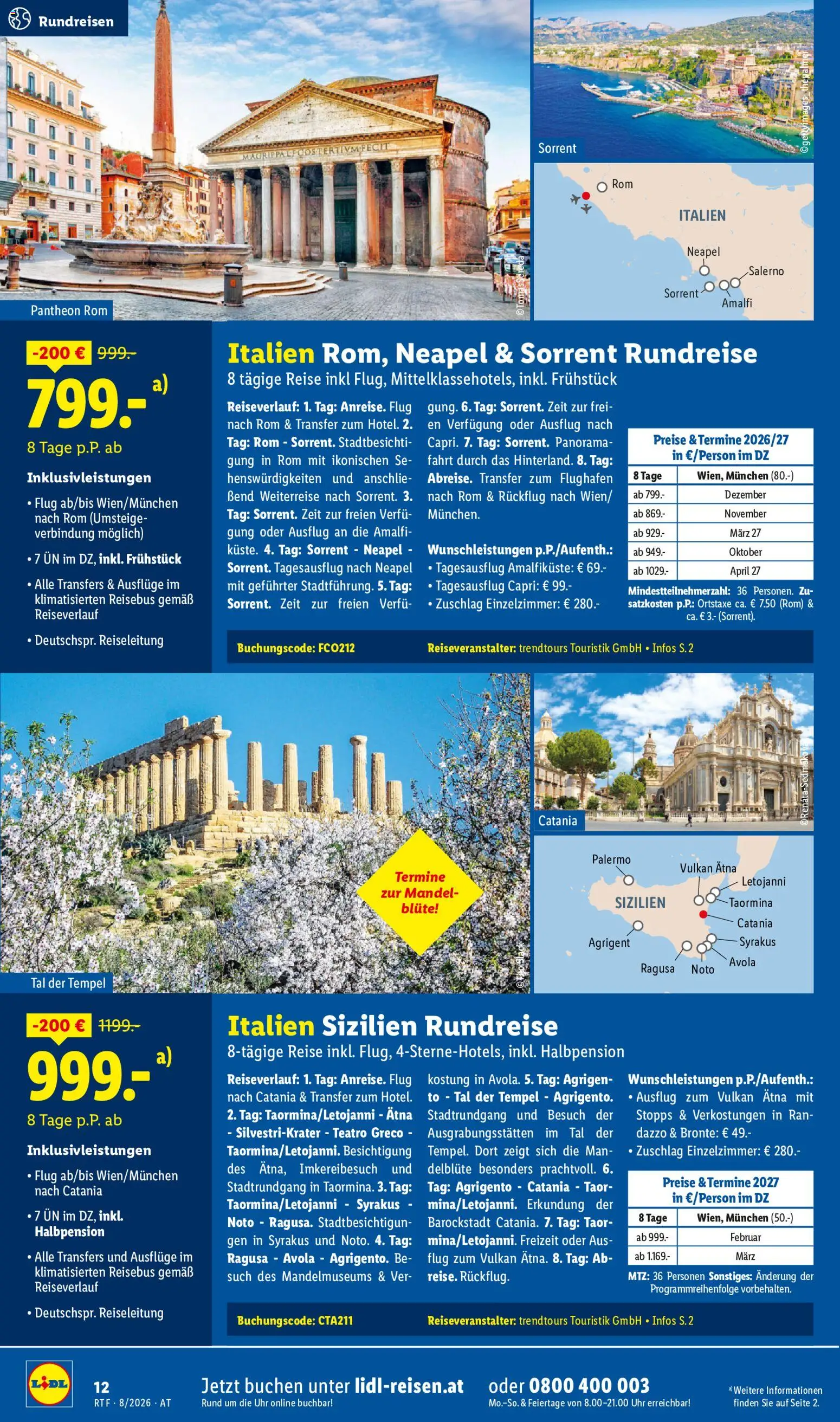 Lidl August/September Reise - Highlights gültig ab 12.08.2026 | Seite: 12 | Produkte: Mandel, Uhr
